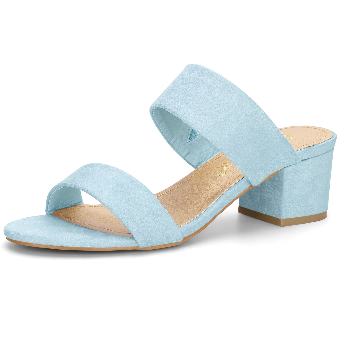 Women's Block Heel Dual Straps Slides Sandals