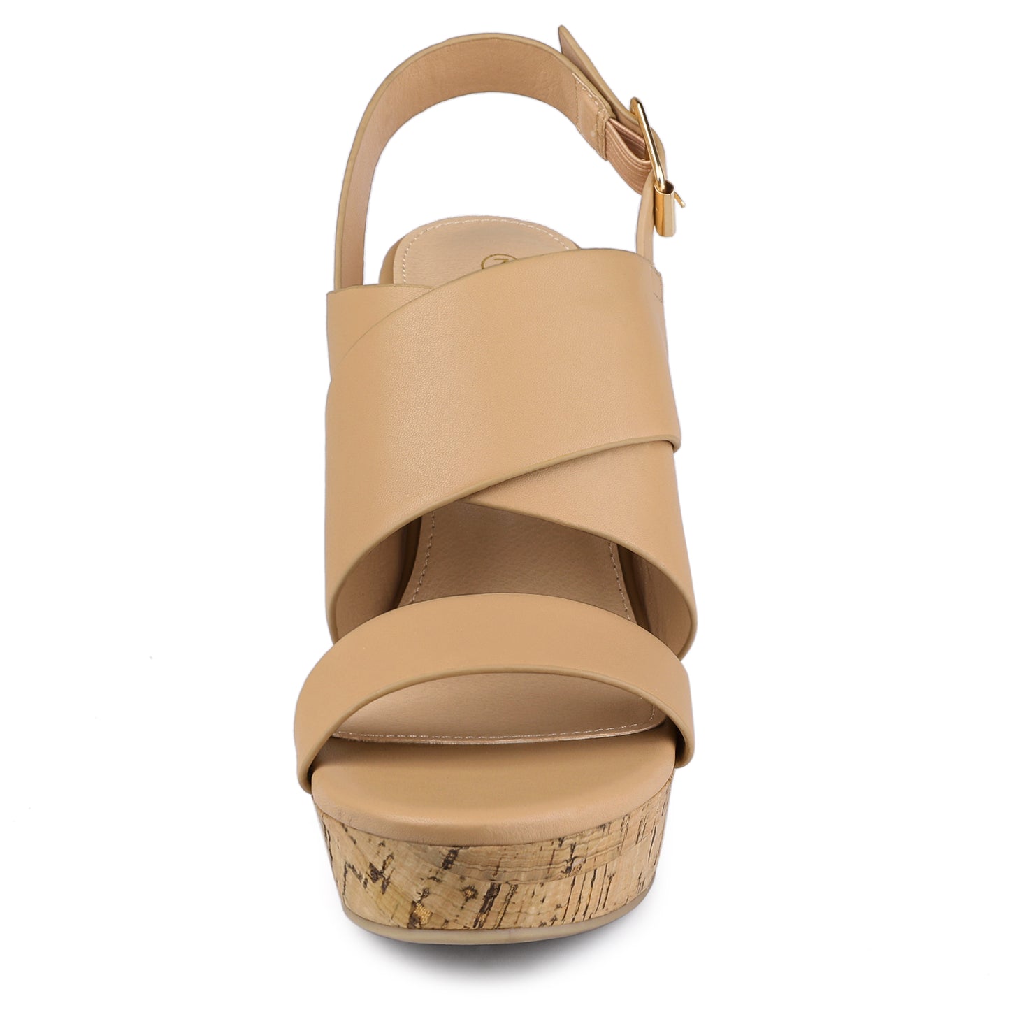 Women's Wood Decoration Strappy Platform Wedge Sandals