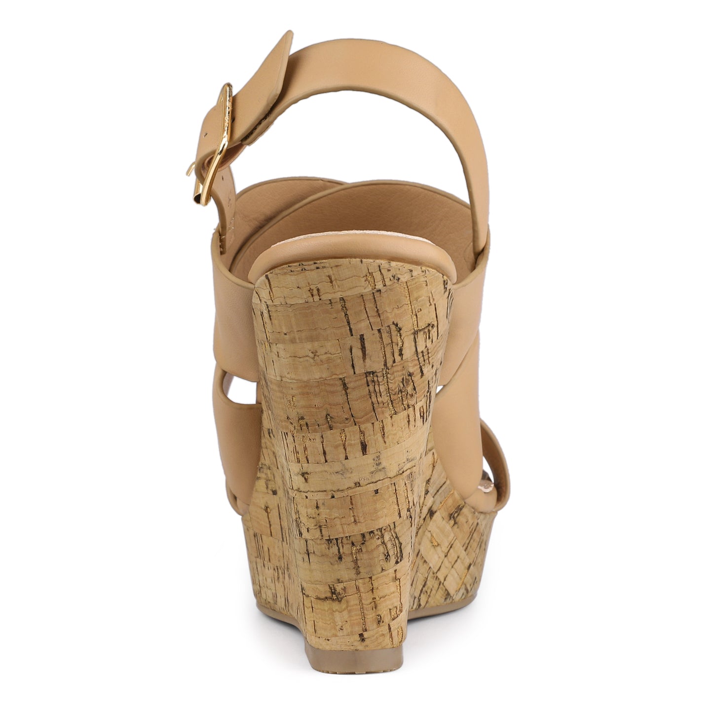 Women's Wood Decoration Strappy Platform Wedge Sandals
