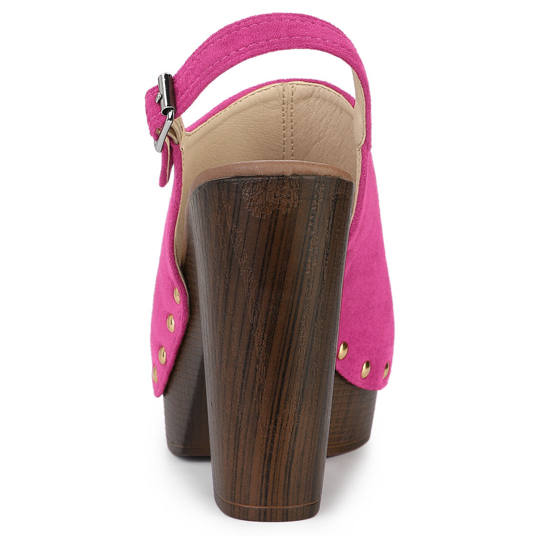 Sandalias de tacón grueso con plataforma y tira trasera para mujer