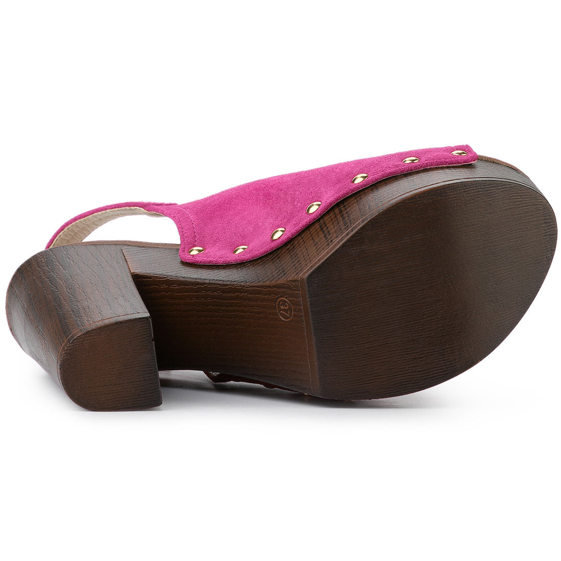 Sandalias de tacón grueso con plataforma y tira trasera para mujer