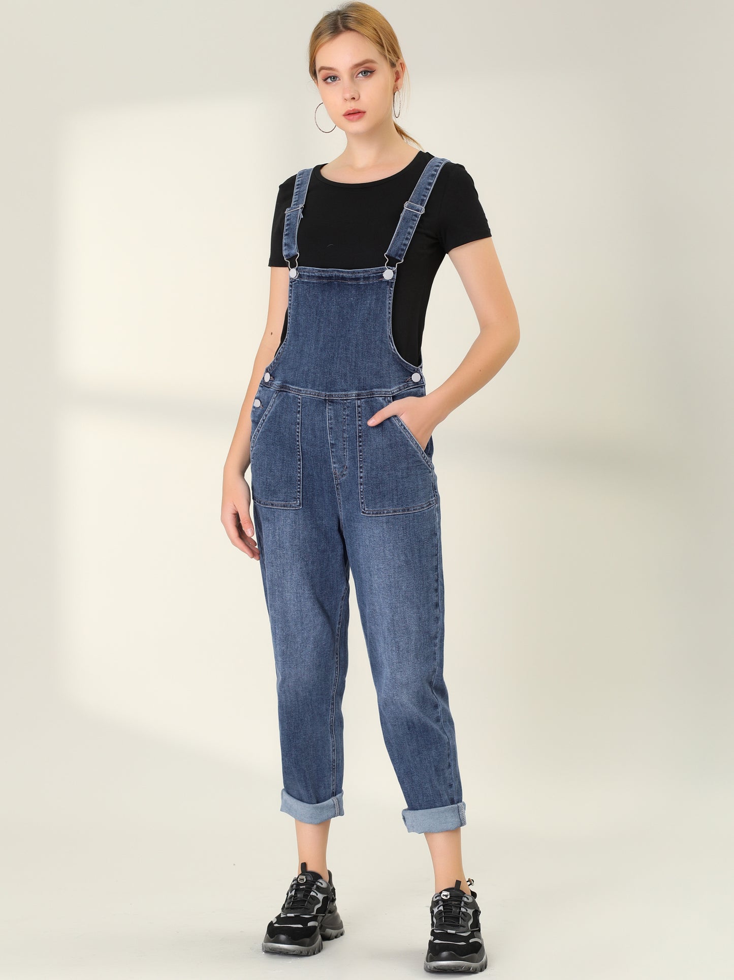 Women's Casual Adjustable Denim Bib Long Overalls Jeans Pants Jumpsuits