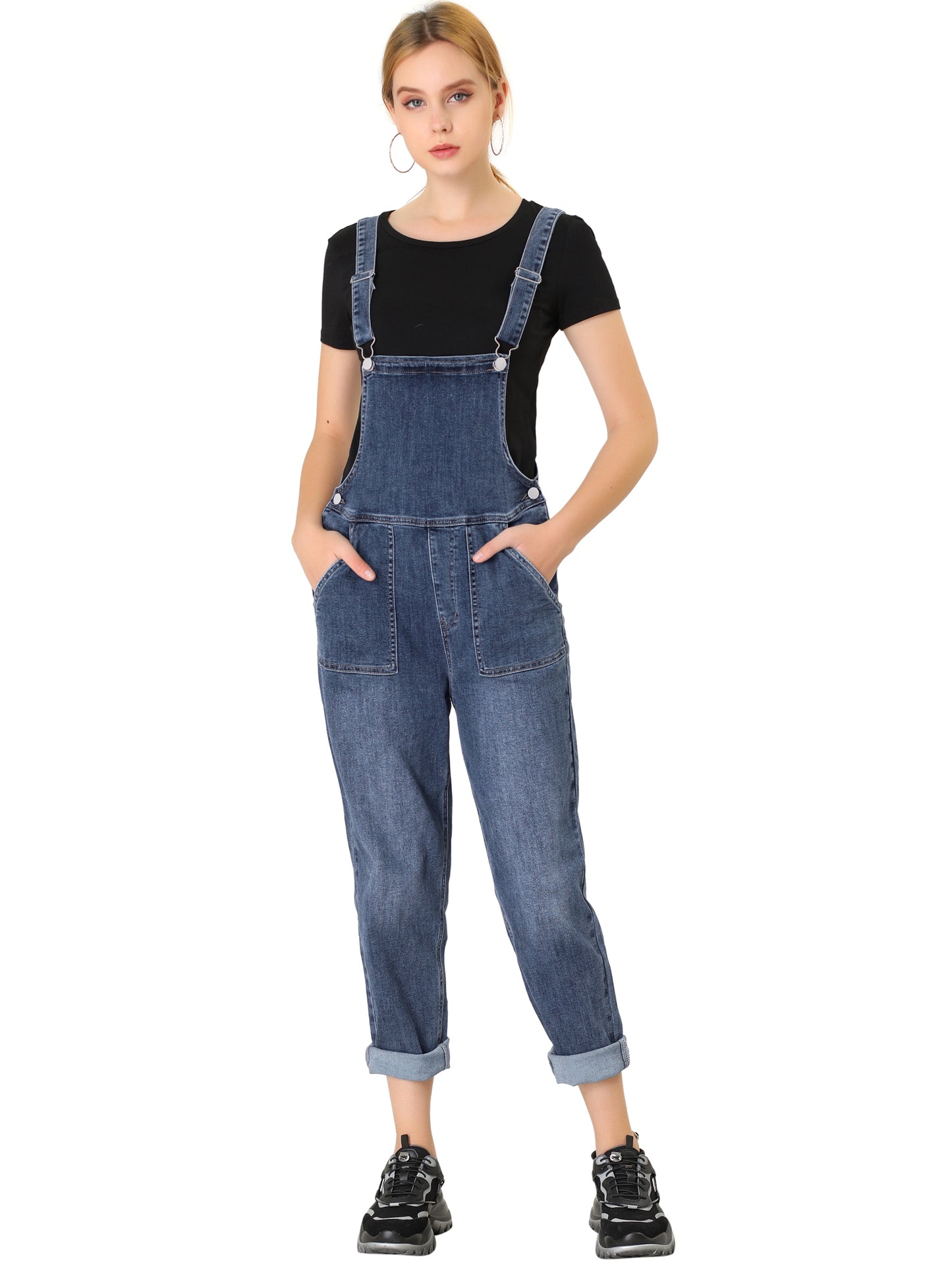 Women's Casual Adjustable Denim Bib Long Overalls Jeans Pants Jumpsuits