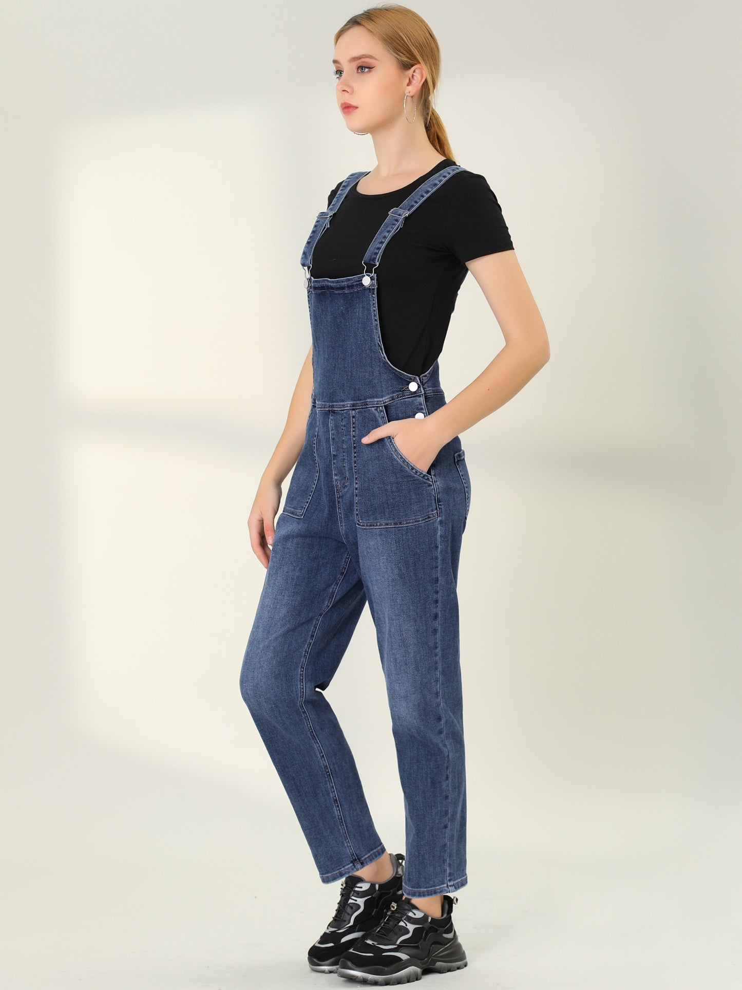 Women's Casual Adjustable Denim Bib Long Overalls Jeans Pants Jumpsuits