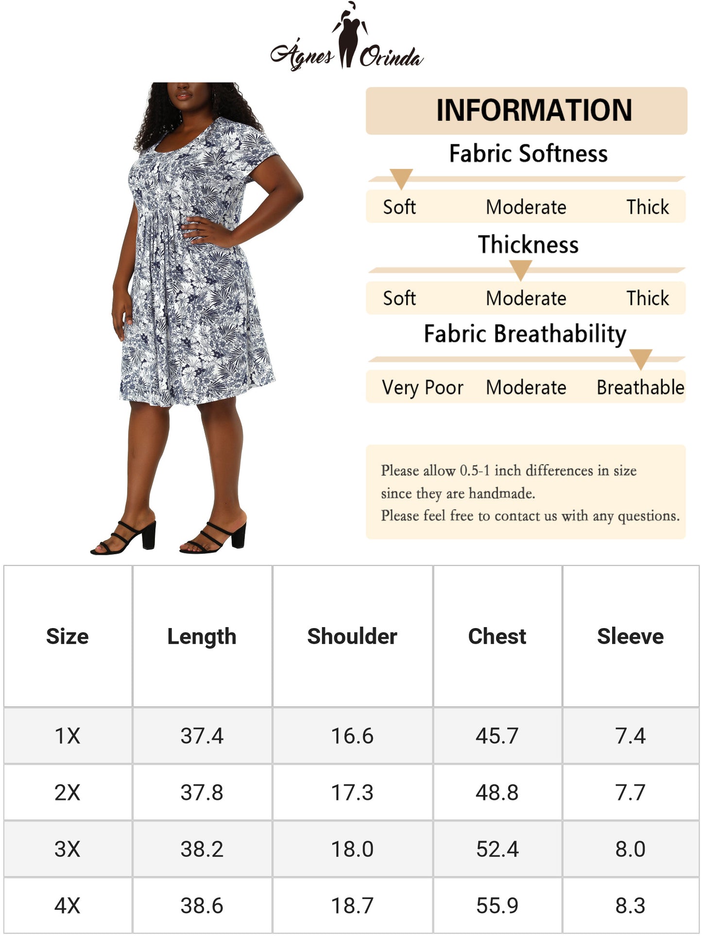 Women Plus Size Short Sleeves Pleated Summer Casual Loose Floral Dress