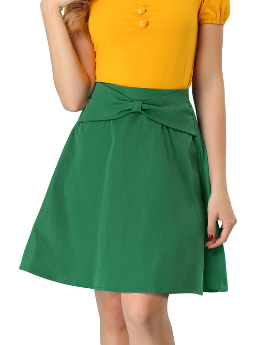 Falda mini informal con lazo, cintura alta, por encima de la rodilla, para mujer