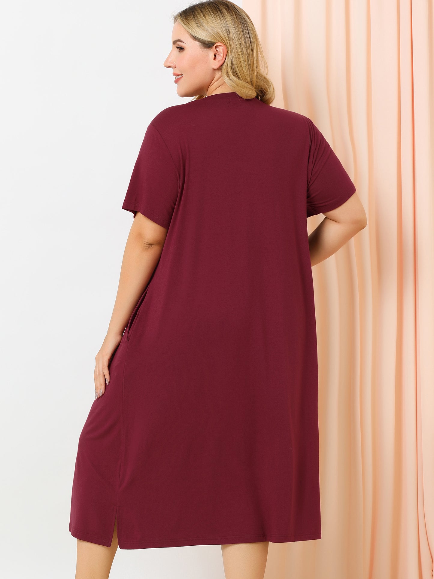 Women's Plus Size Nightgowns Pajama Dress Cute Cat Loose Loungewear with Pockets