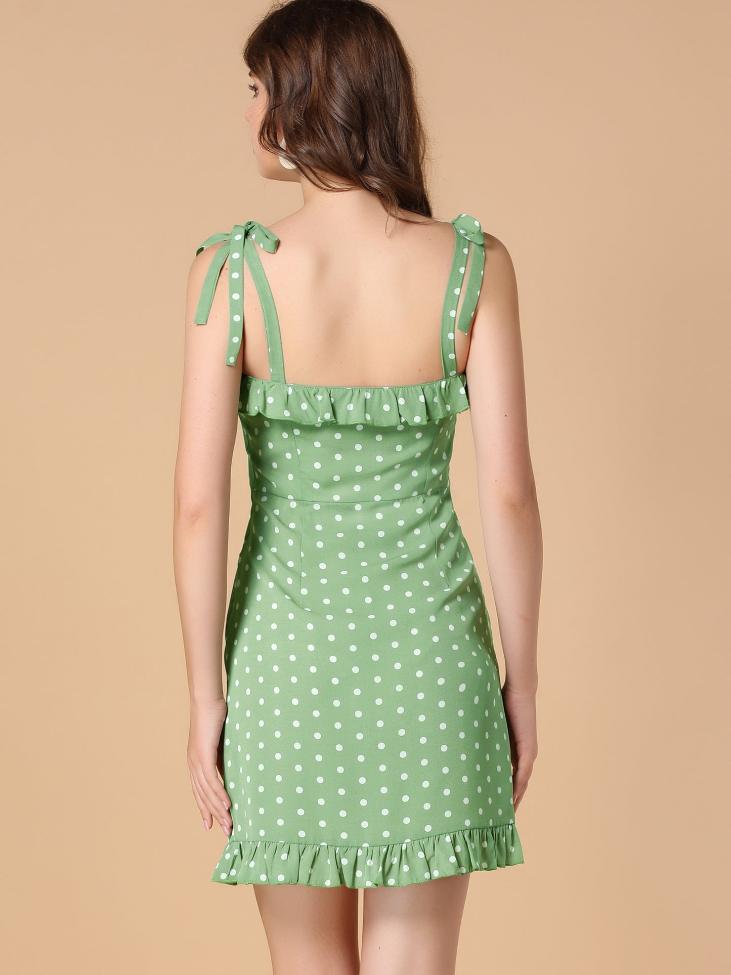 Women's Printed Spaghetti Strap Summer Ruffle Flare Mini Slip Dress