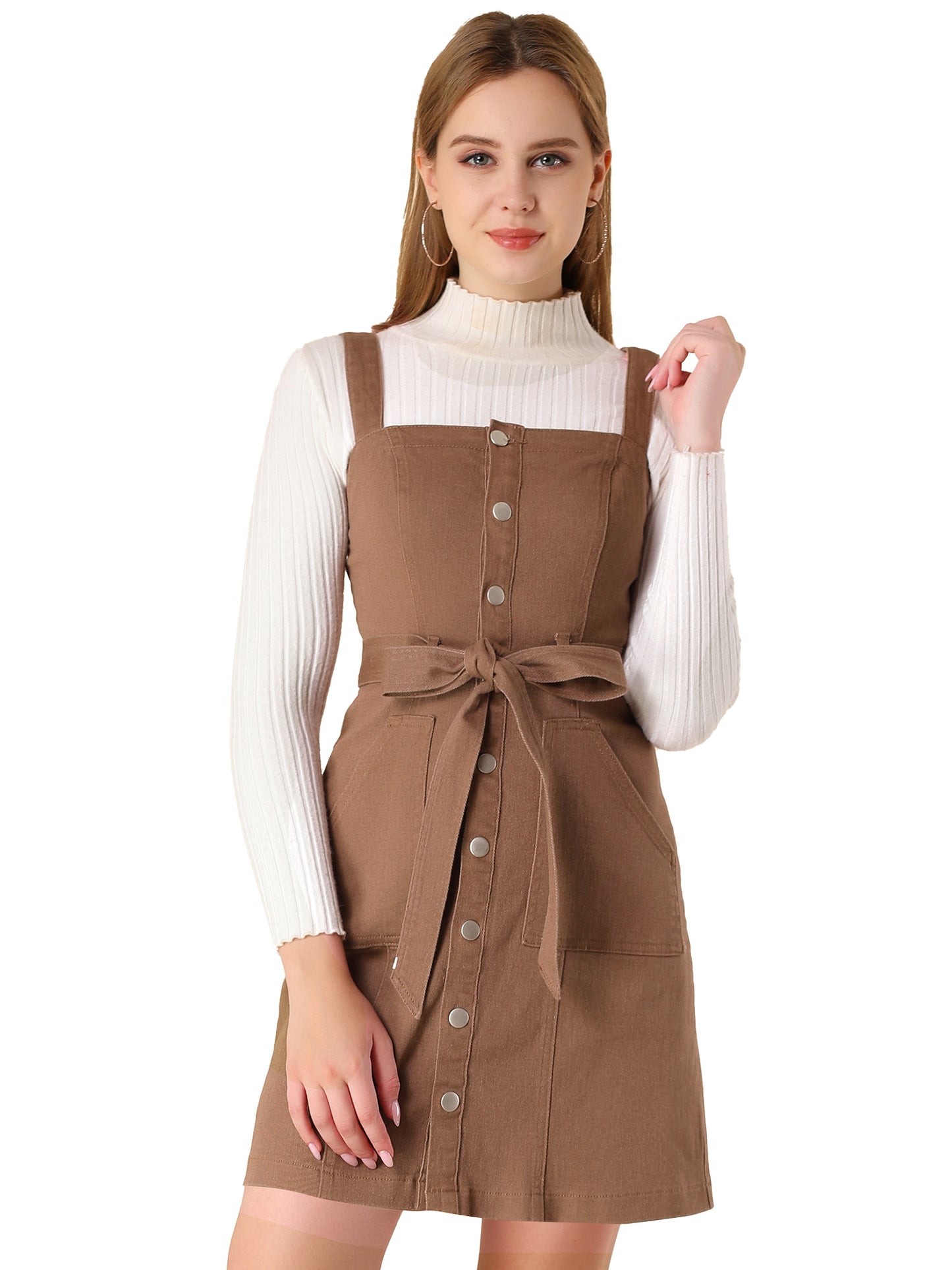 Women's Classic Adjustable Strap Pinafore Denim Overall Dress