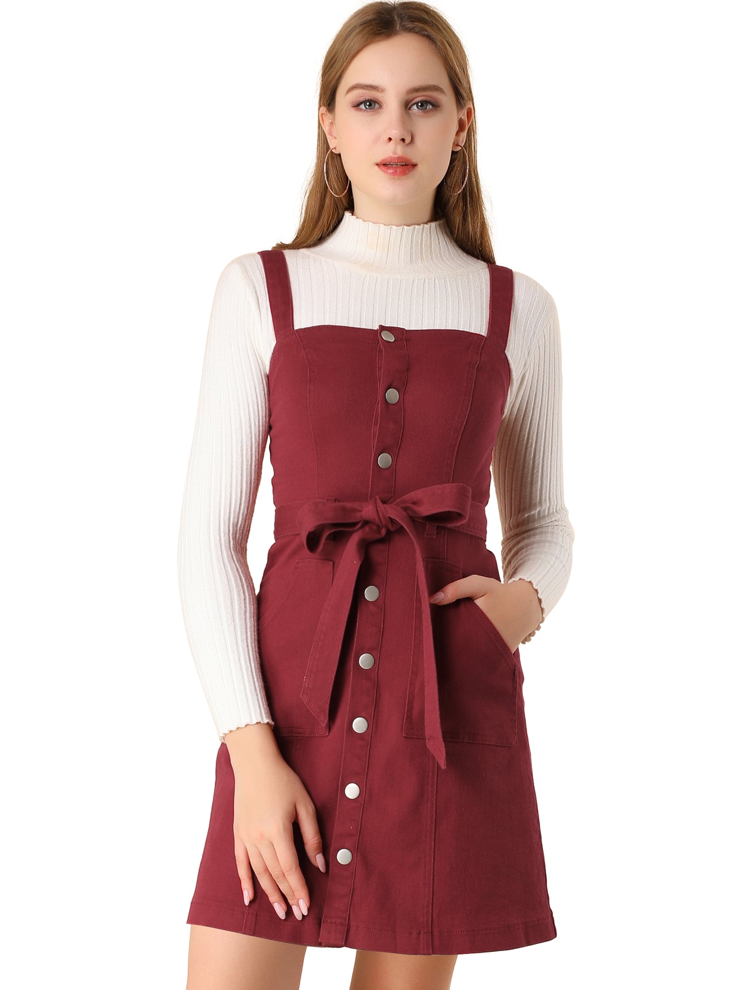 Women's Classic Adjustable Strap Pinafore Denim Overall Dress