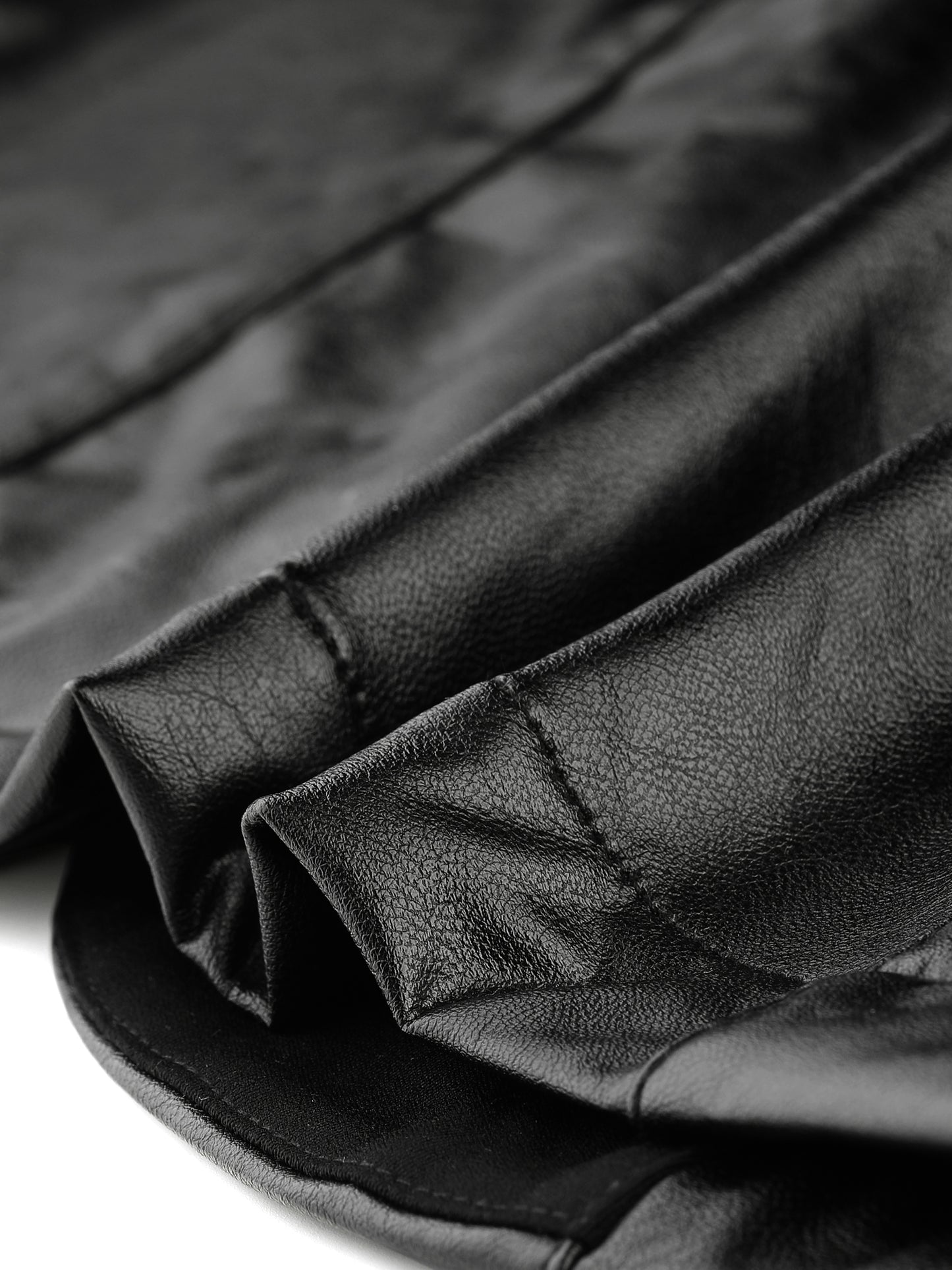 Women's High Waist Button Front PU Faux Leather Skirt