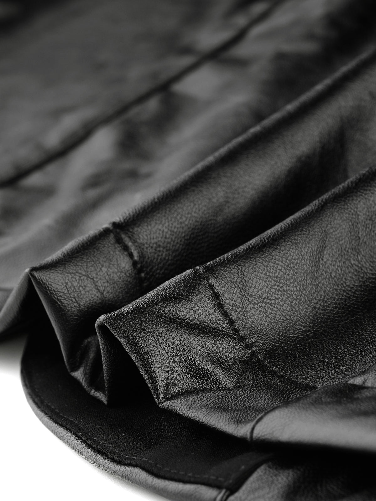 Women's High Waist Button Front PU Faux Leather Skirt