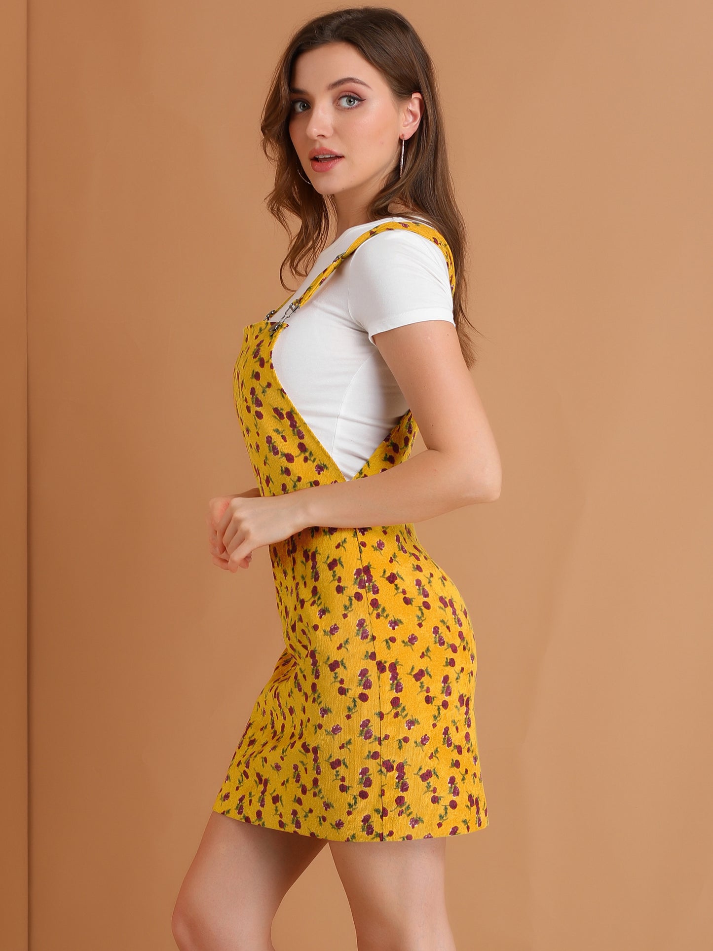 Falda con tirantes ajustables para mujer, estilo peto de pana