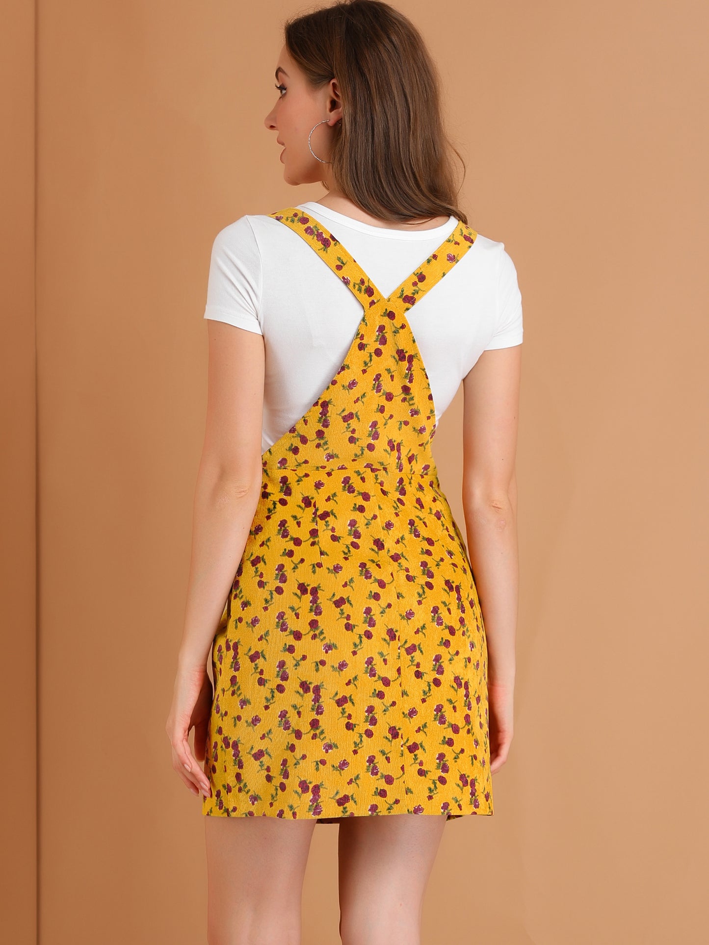 Falda con tirantes ajustables para mujer, estilo peto de pana