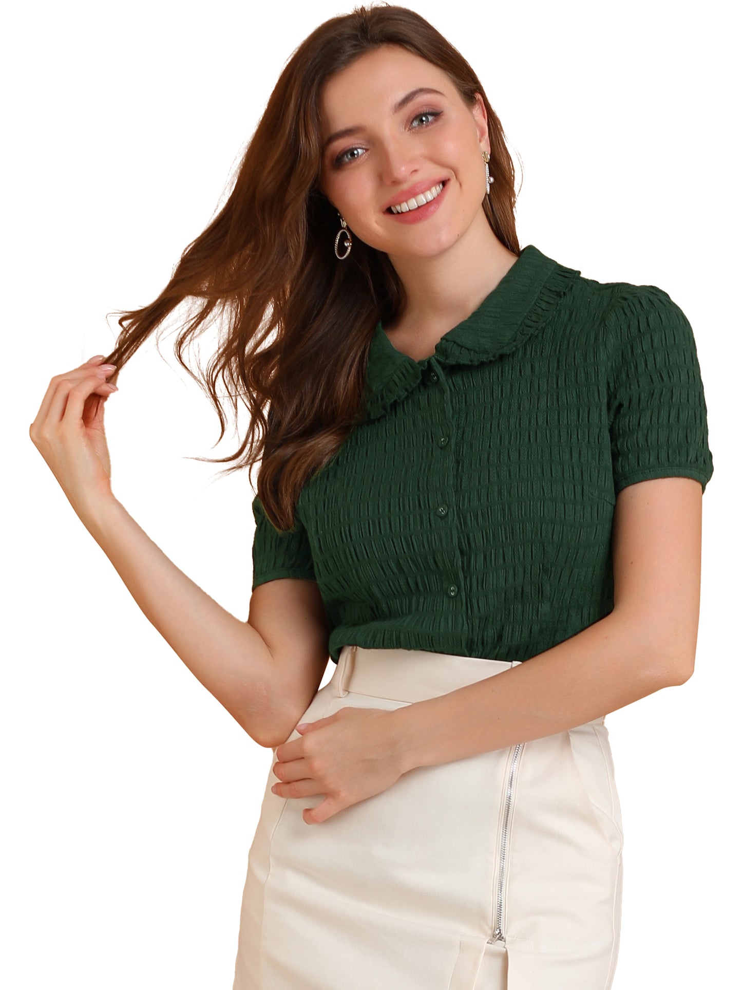 Women's Sweet Peter Pan Collar Button Down Shirt