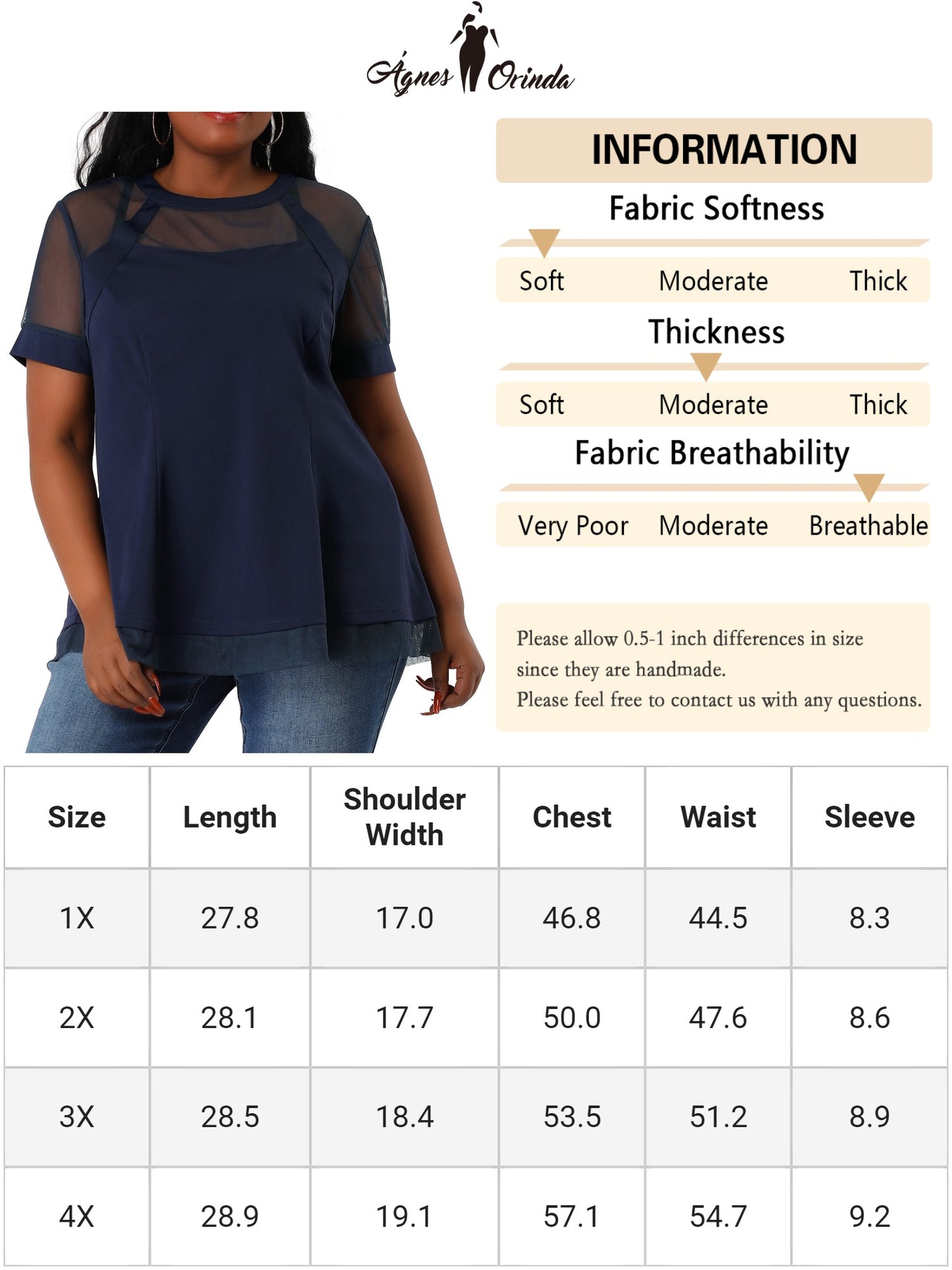 Women's Plus Size Round Neck Peplum Short Sleeve Mesh Sheer Blouse Summer Top