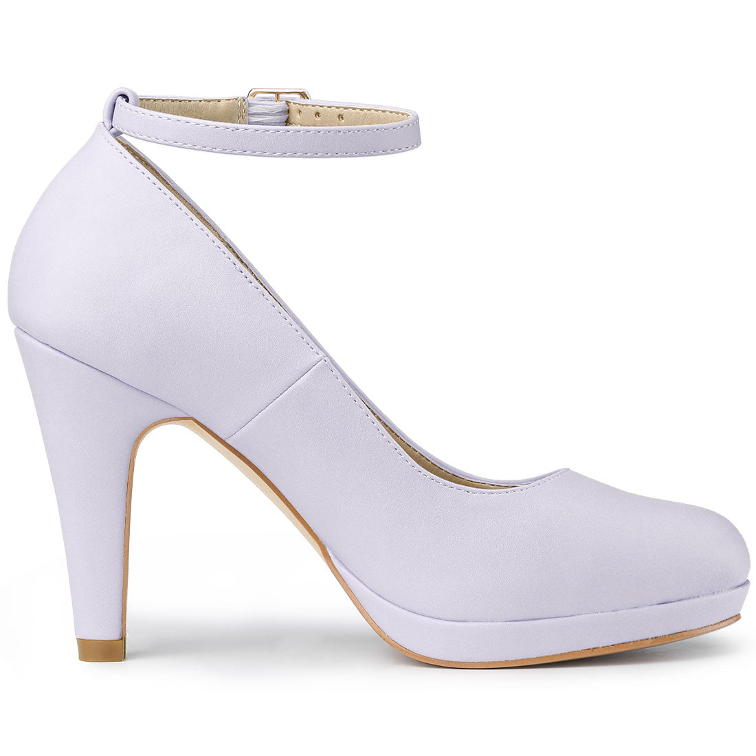Zapatos de tacón de aguja con tiras en el tobillo y punta redonda para mujer