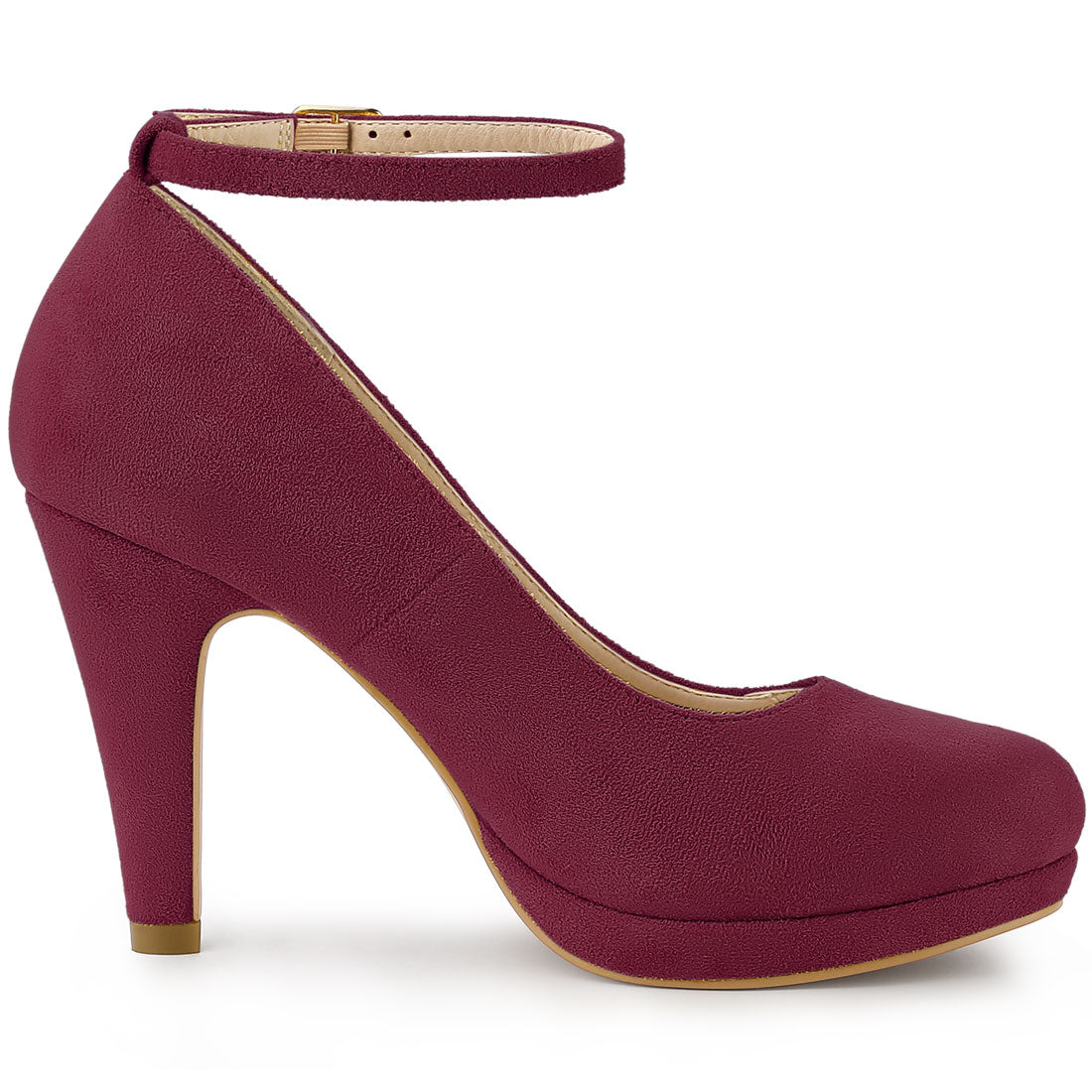 Zapatos de tacón de aguja con tiras en el tobillo y punta redonda para mujer