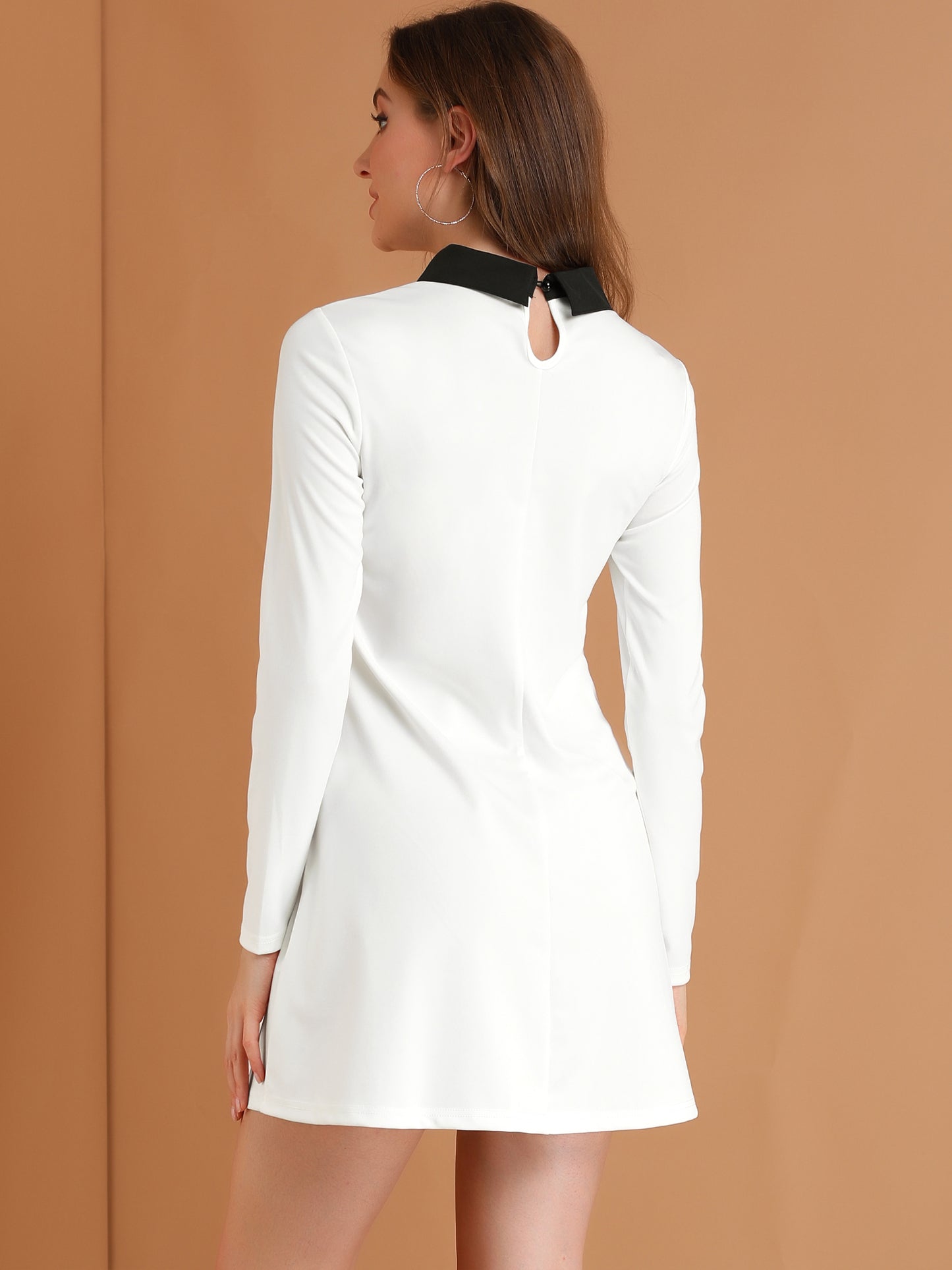 Women's Contrast Collar Swing Flare Mini Dress