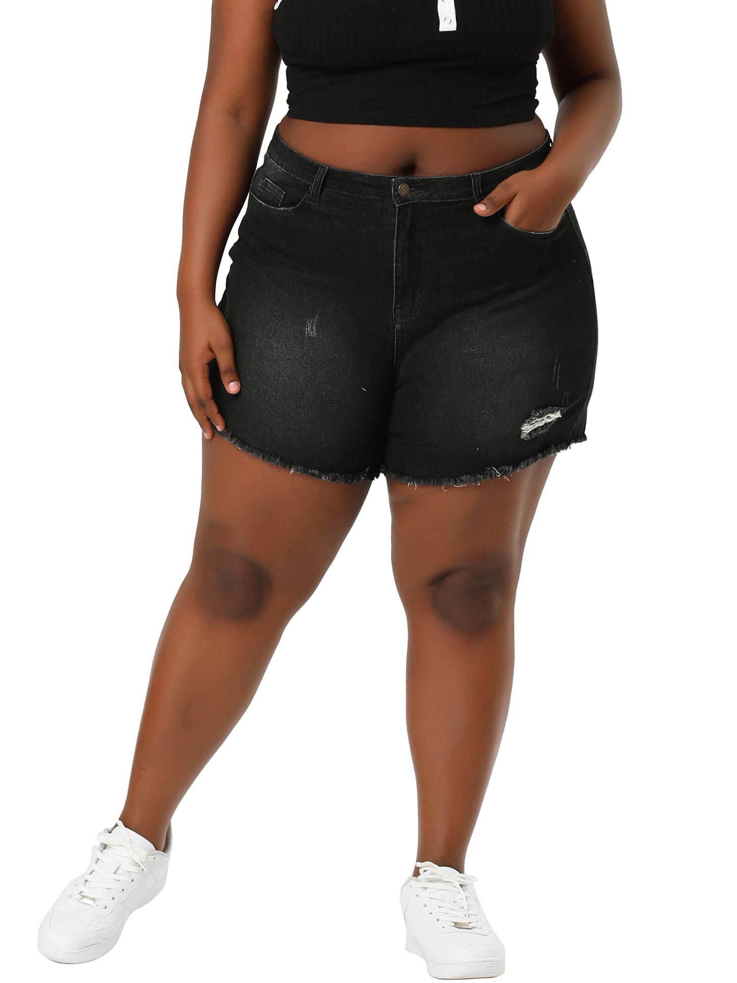 Women's High Waisted Ripped Stretchy Plus Size Denim Hot Short Summer Jean Shorts
