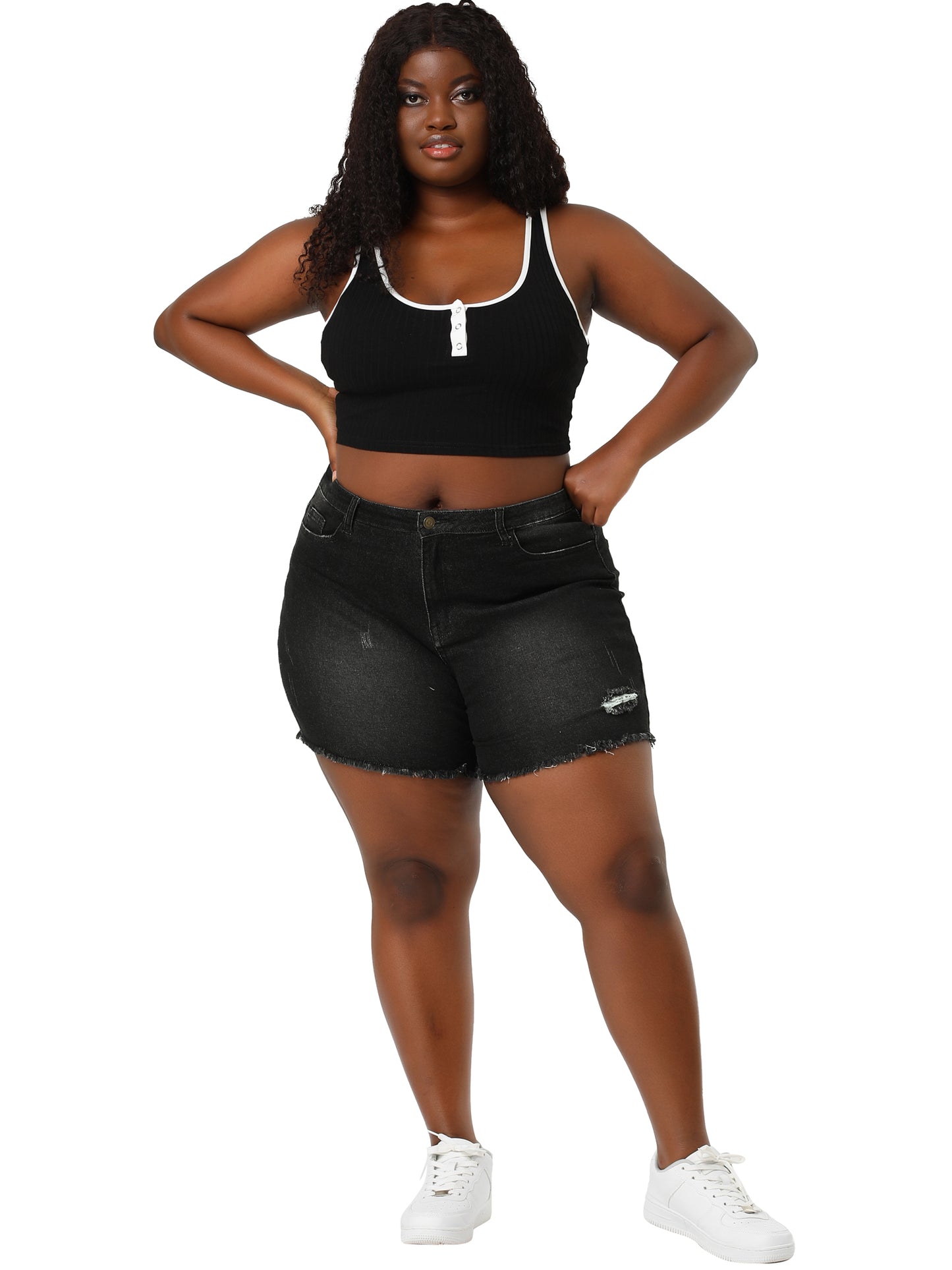 Women's High Waisted Ripped Stretchy Plus Size Denim Hot Short Summer Jean Shorts