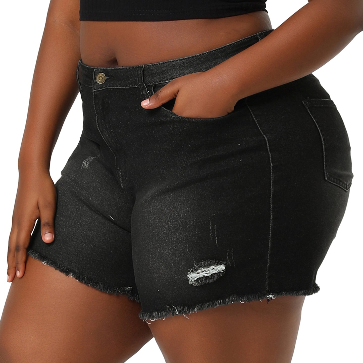 Women's High Waisted Ripped Stretchy Plus Size Denim Hot Short Summer Jean Shorts