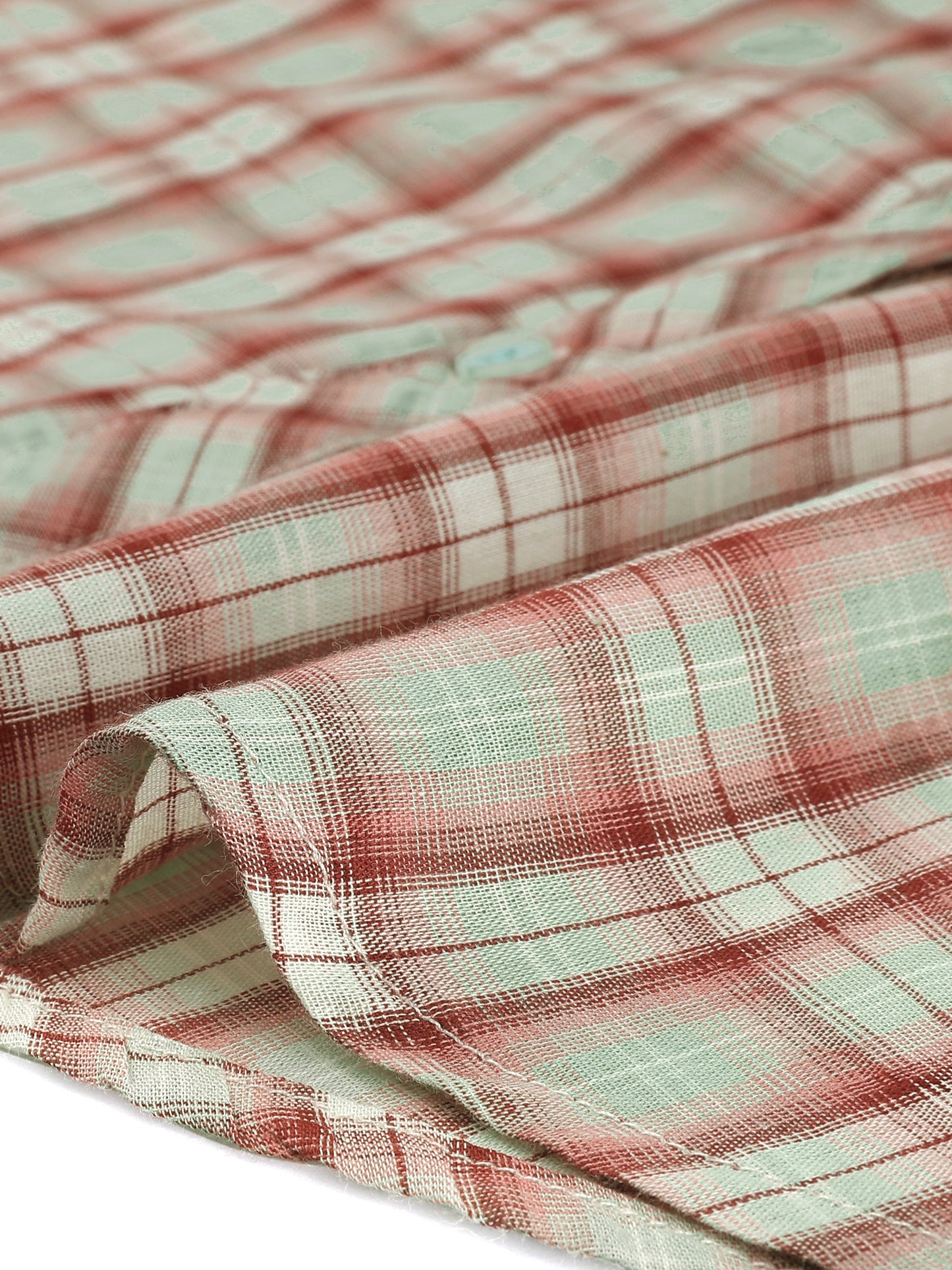Camisa a cuadros para mujer con cuello en V, botones y manga larga