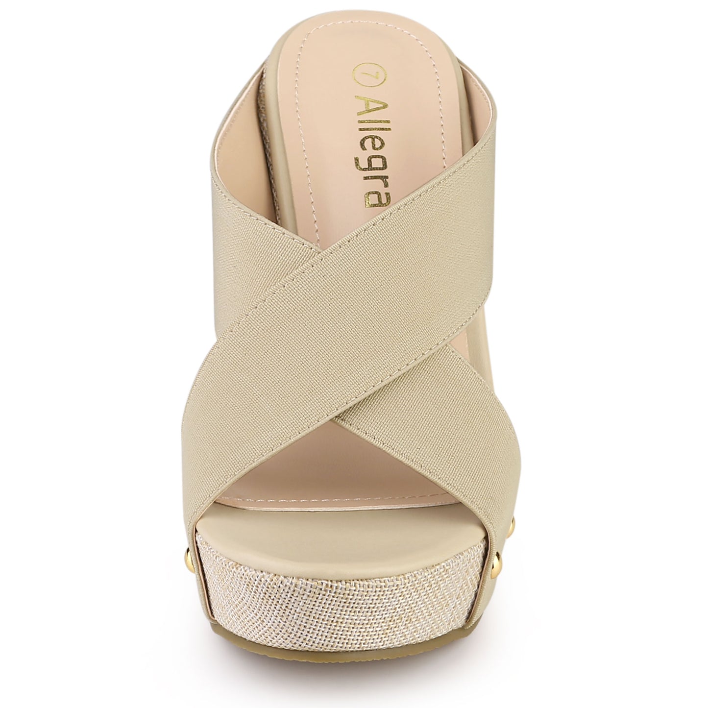 Sandalias de cuña con plataforma de lino y punta abierta para mujer