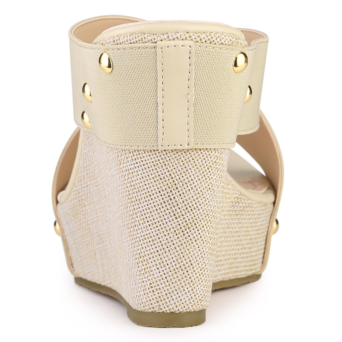 Sandalias de cuña con plataforma de lino y punta abierta para mujer