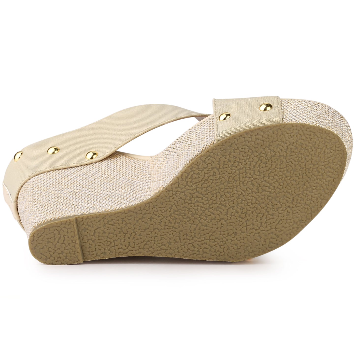 Sandalias de cuña con plataforma de lino y punta abierta para mujer