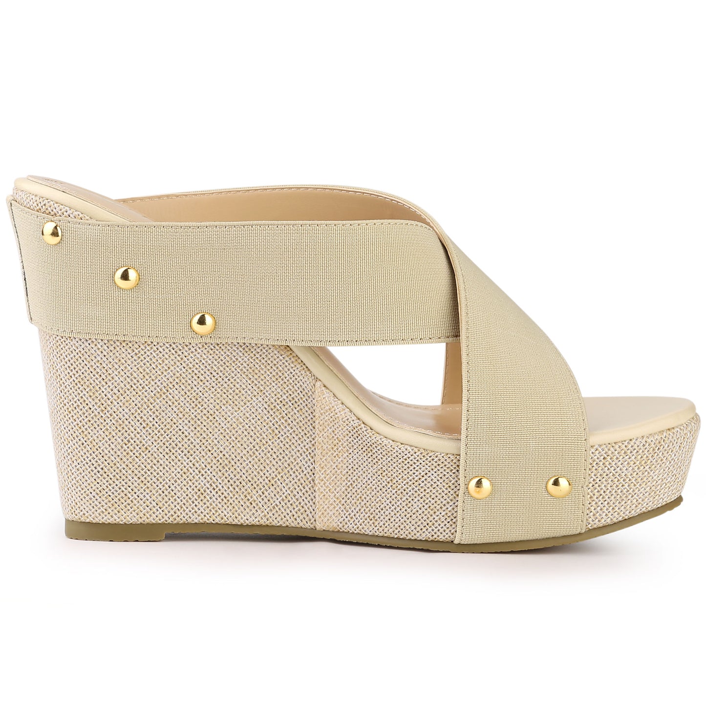 Sandalias de cuña con plataforma de lino y punta abierta para mujer