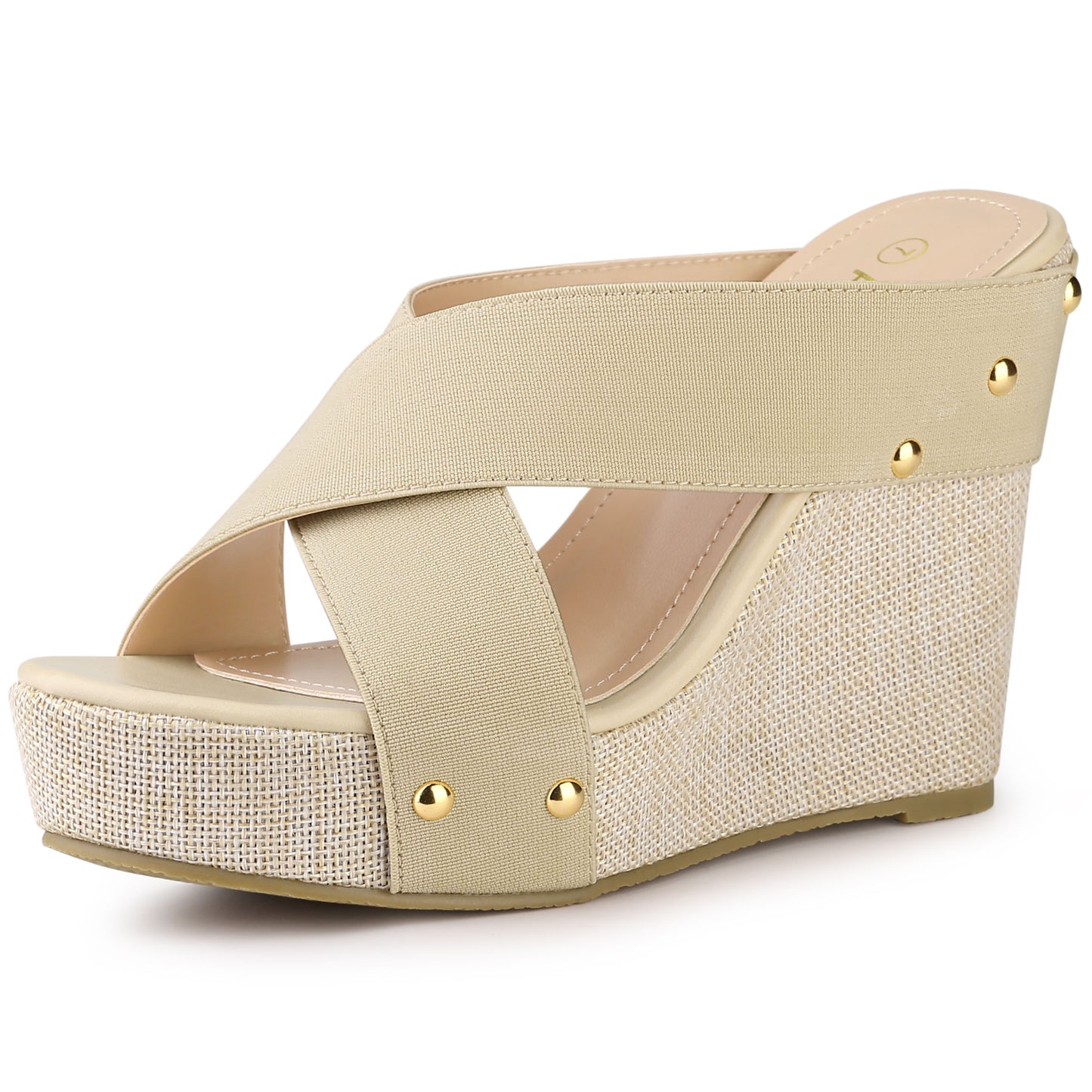 Sandalias de cuña con plataforma de lino y punta abierta para mujer