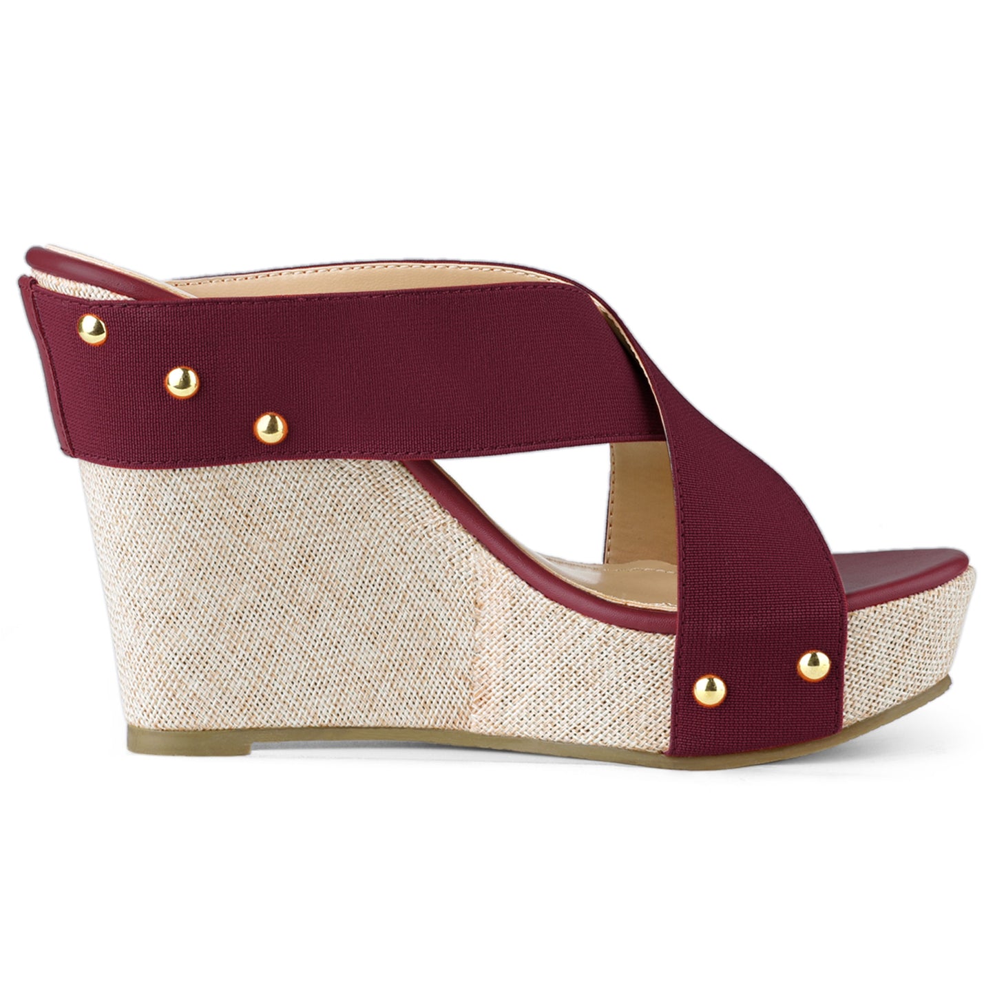 Women Open Toe Linen Platform Slide Wedge Sandals