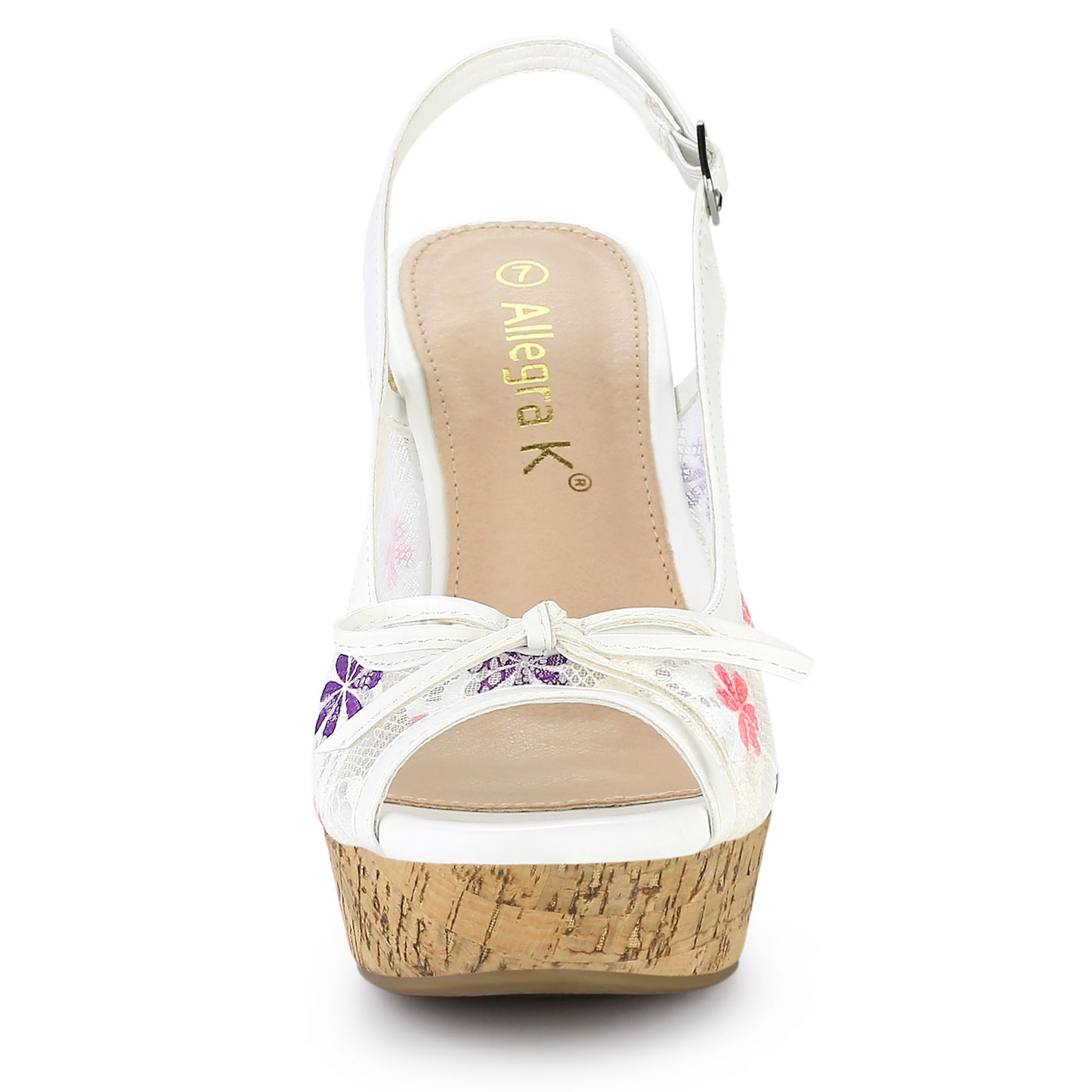 Sandalias de cuña con plataforma y lazo de encaje para mujer color mostaza