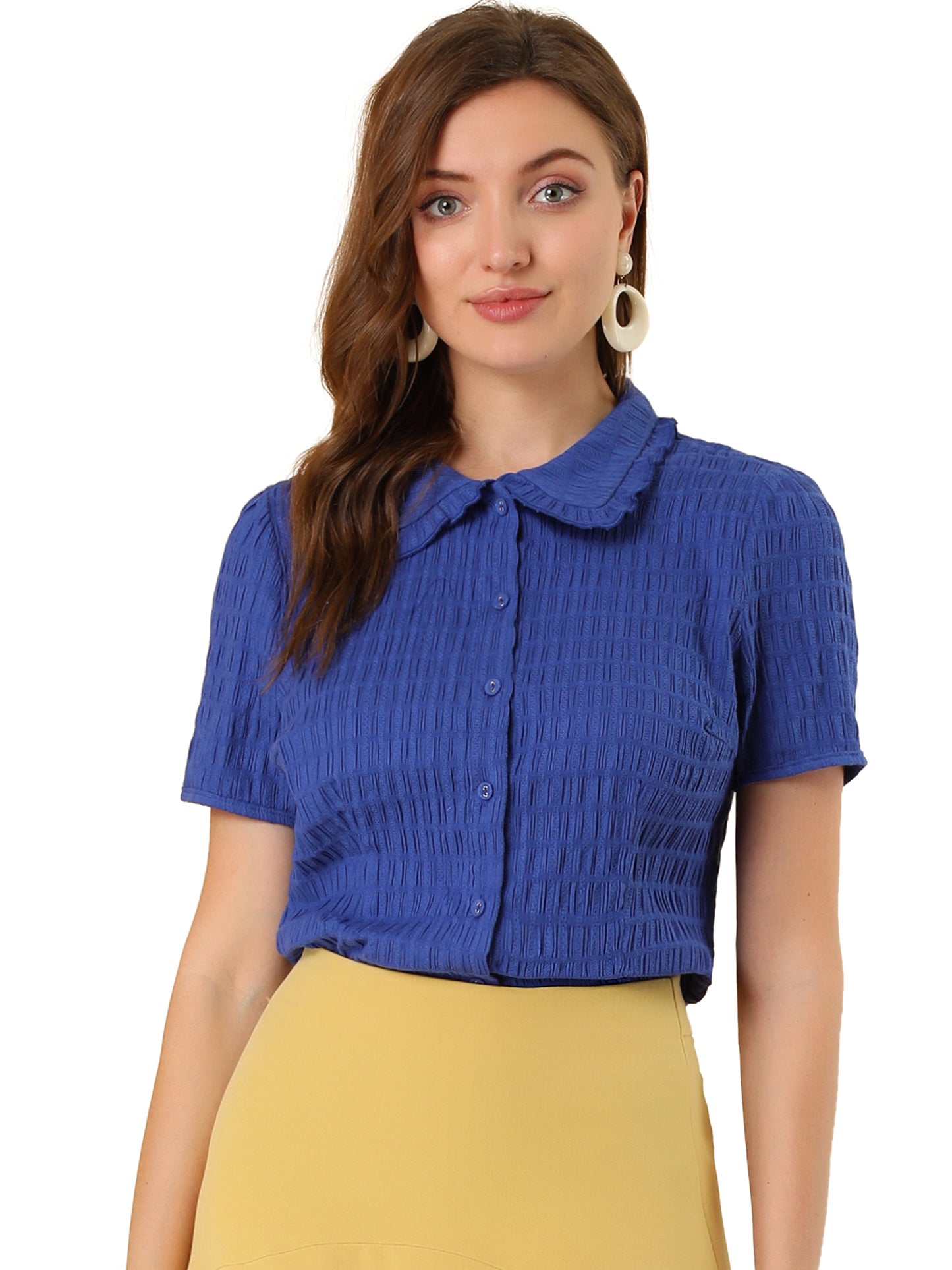 Women's Sweet Peter Pan Collar Button Down Shirt