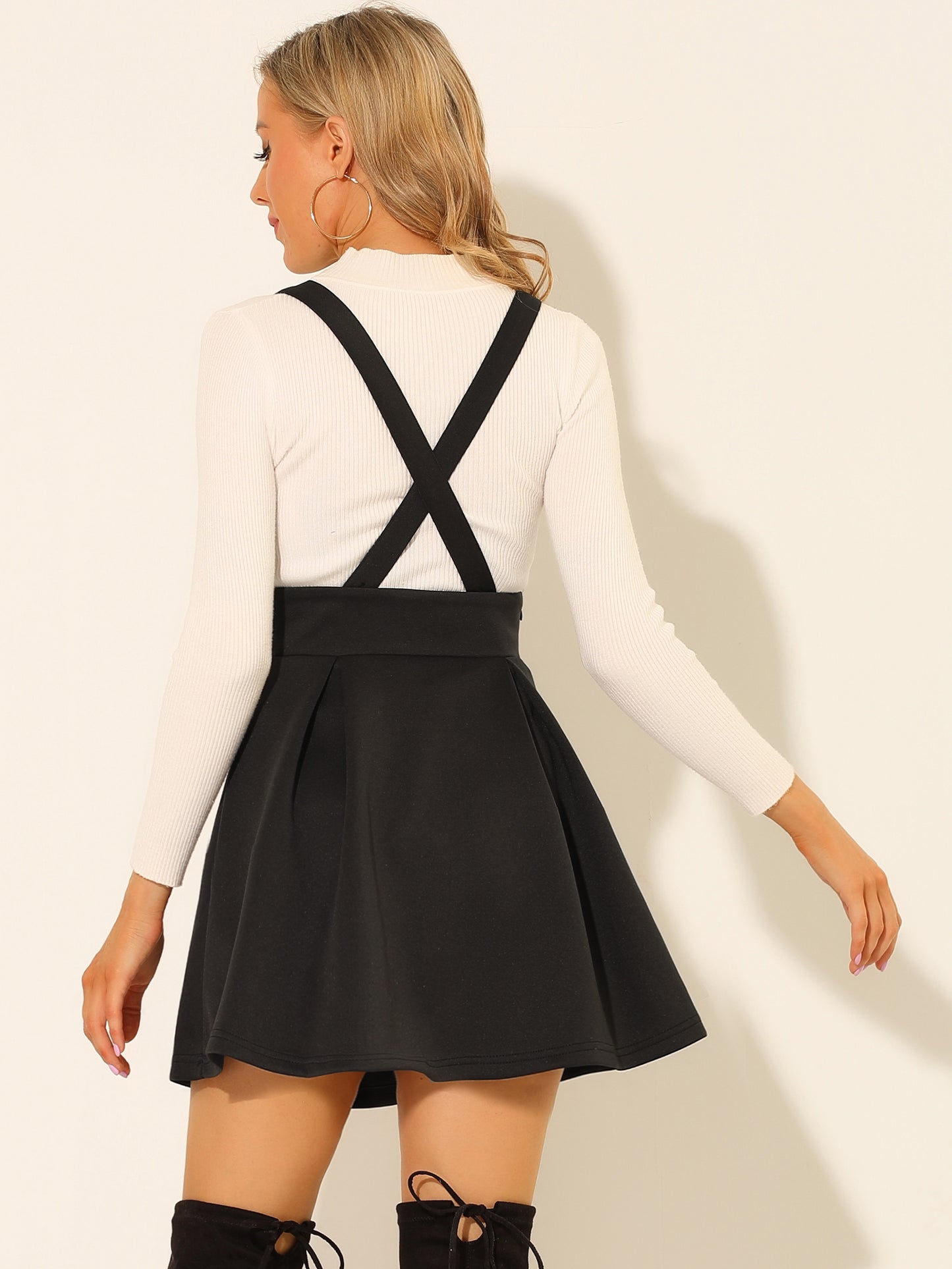 Women's High Waist Brace Skirts A-Line Mini Lace Up Suspender Skirt