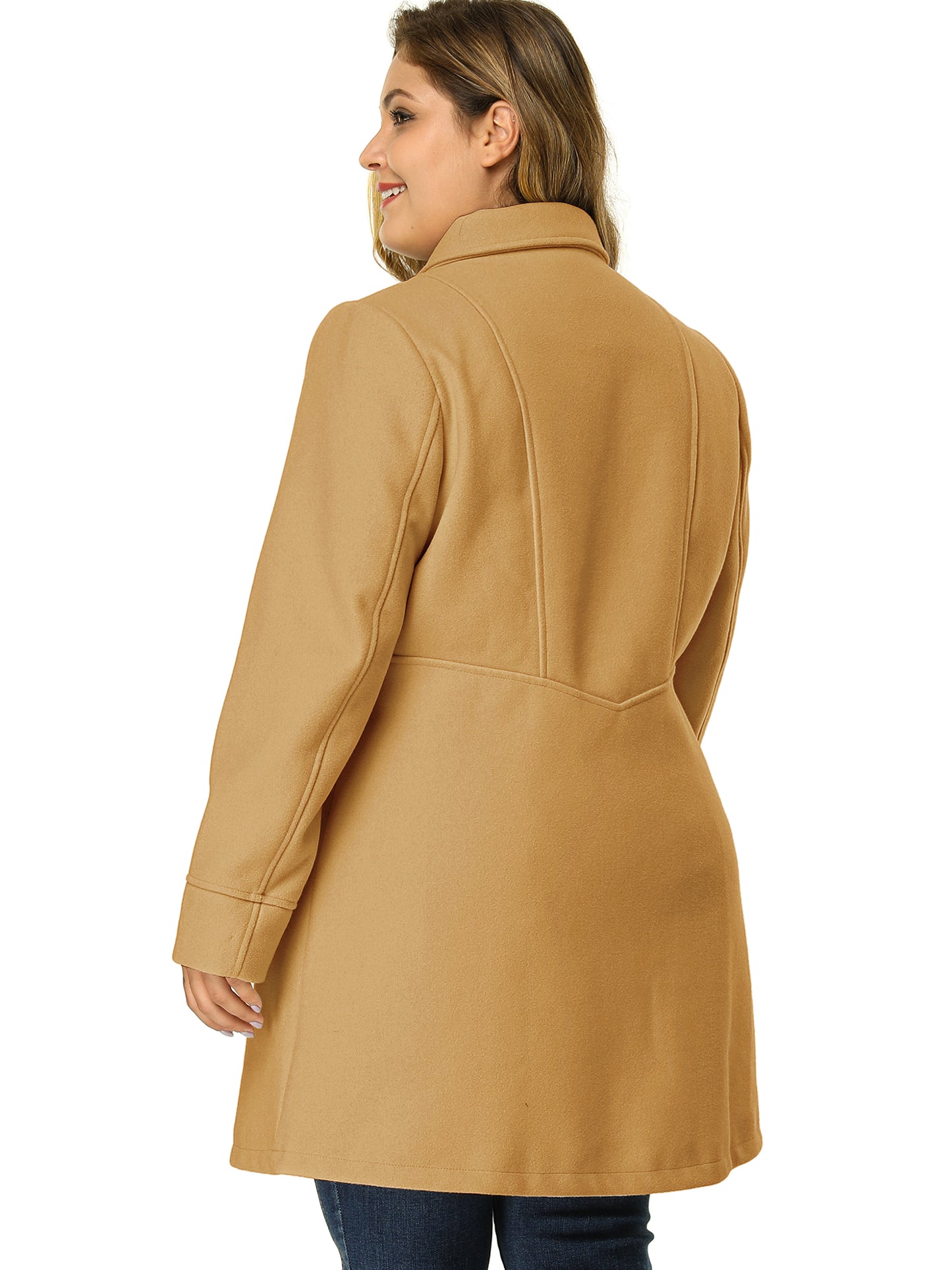 Women's Plus Size Coat A-Line Peter Pan Collar Double Breasted Fall Winter Peacoat