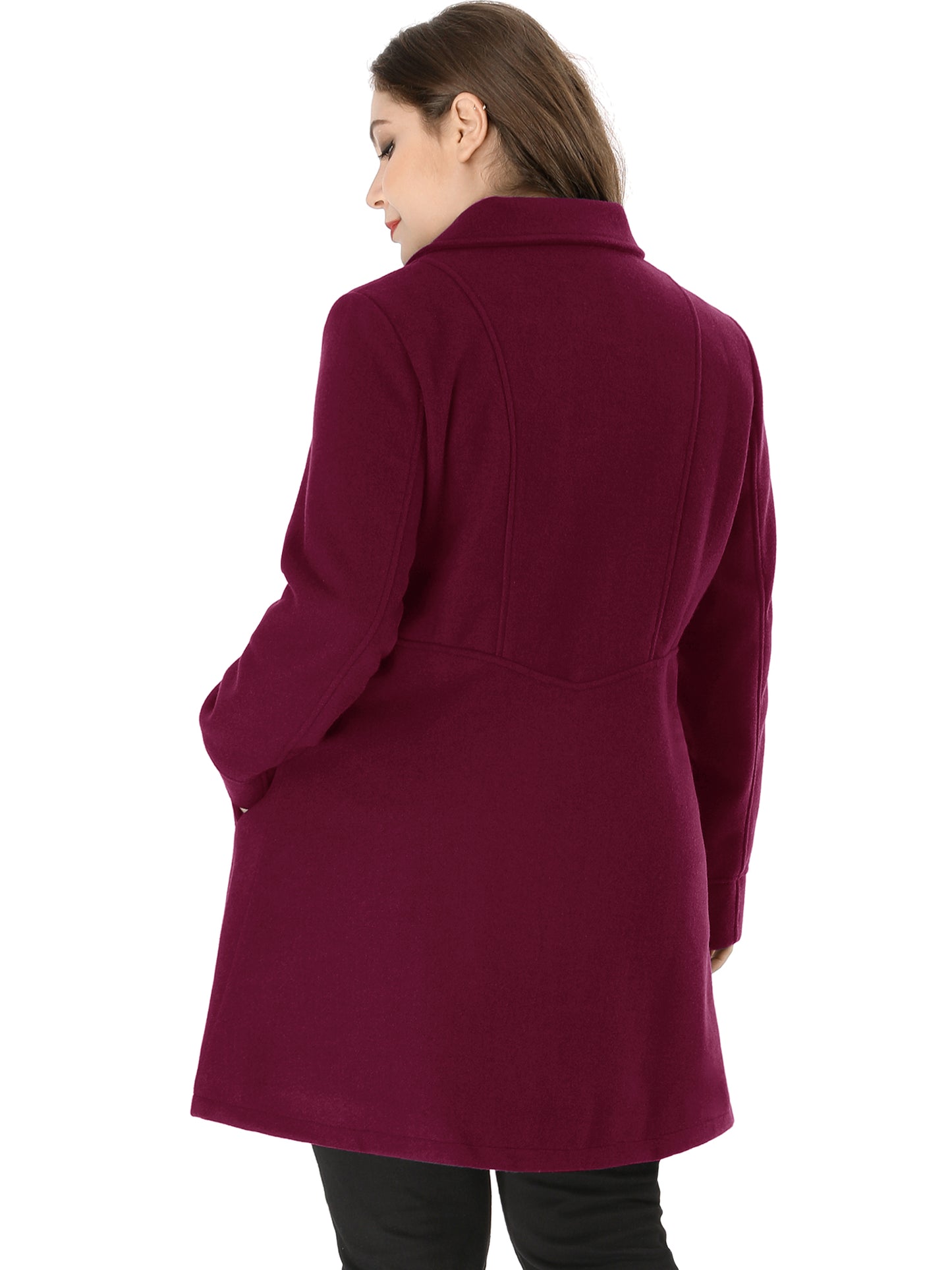Women's Plus Size Coat A-Line Peter Pan Collar Double Breasted Fall Winter Peacoat