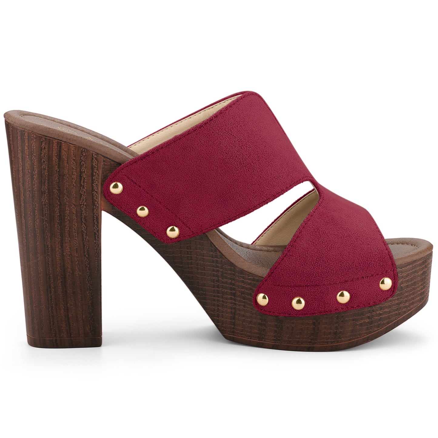 Women's Faux Suede Platform High Block Heel Slides Sandals