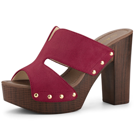 Sandalias de tacón alto con plataforma de ante sintético para mujer