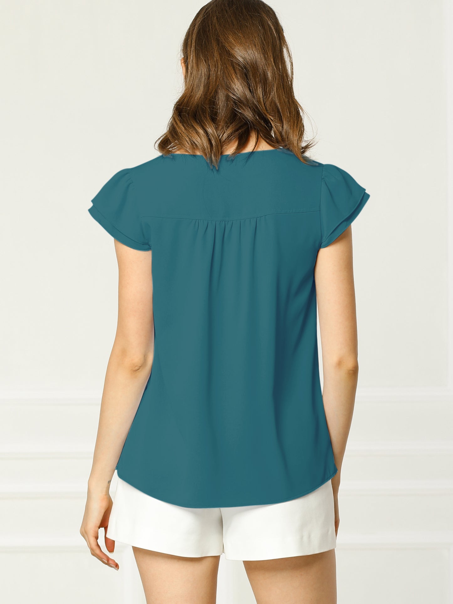 Women's Cap Sleeve Top Work Business Casual Plain Blouse
