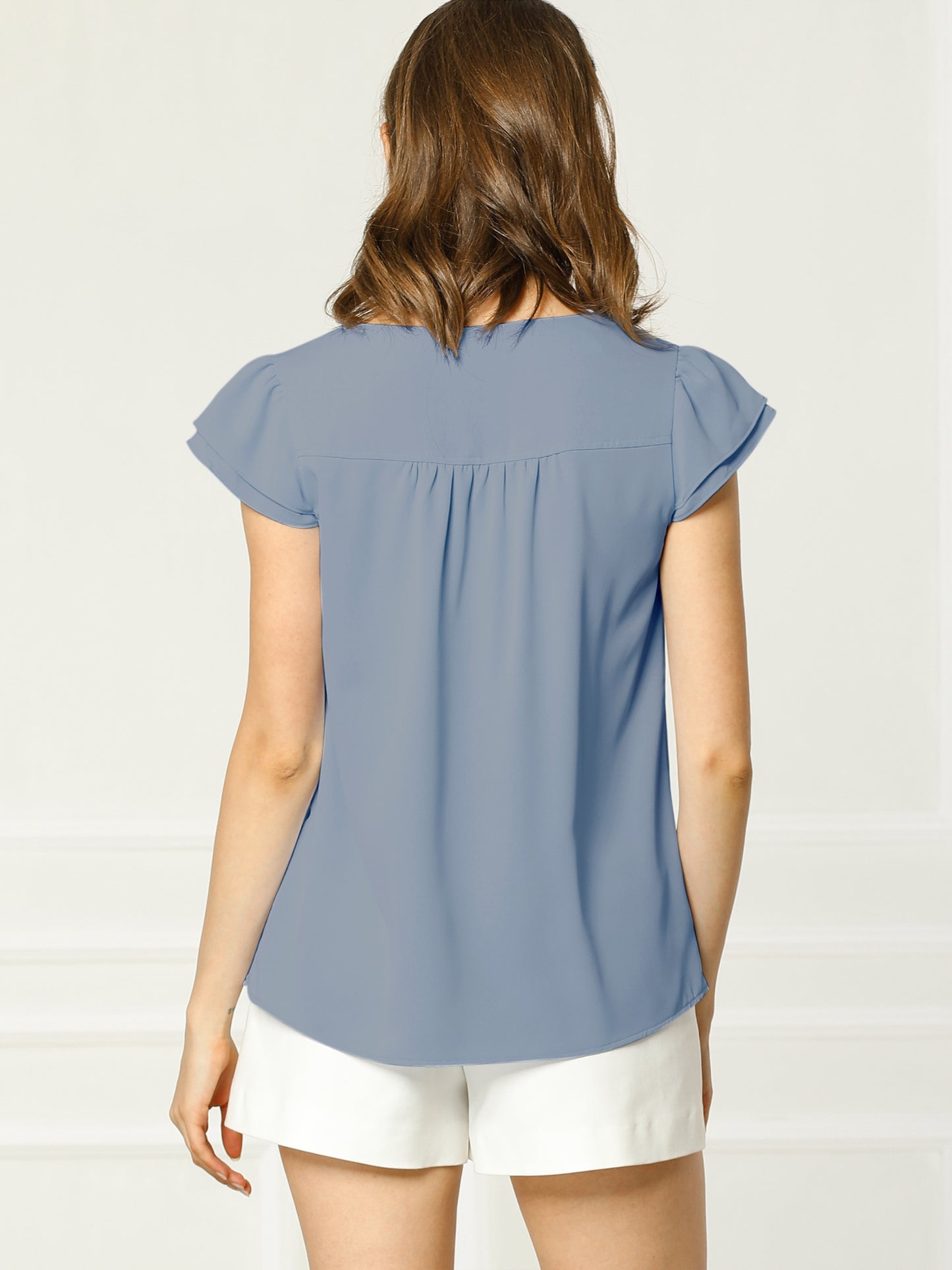 Women's Cap Sleeve Top Work Business Casual Plain Blouse