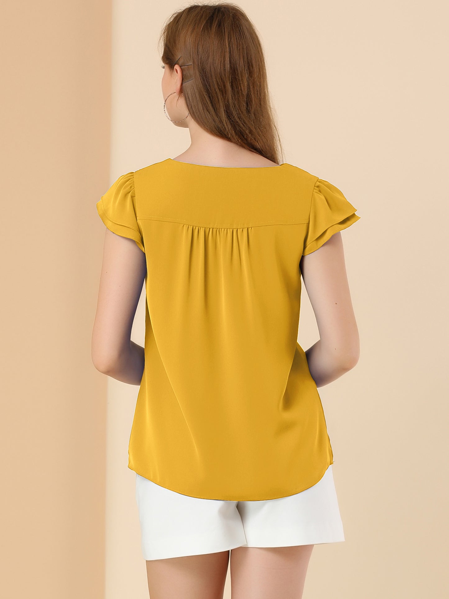 Women's Cap Sleeve Top Work Business Casual Plain Blouse