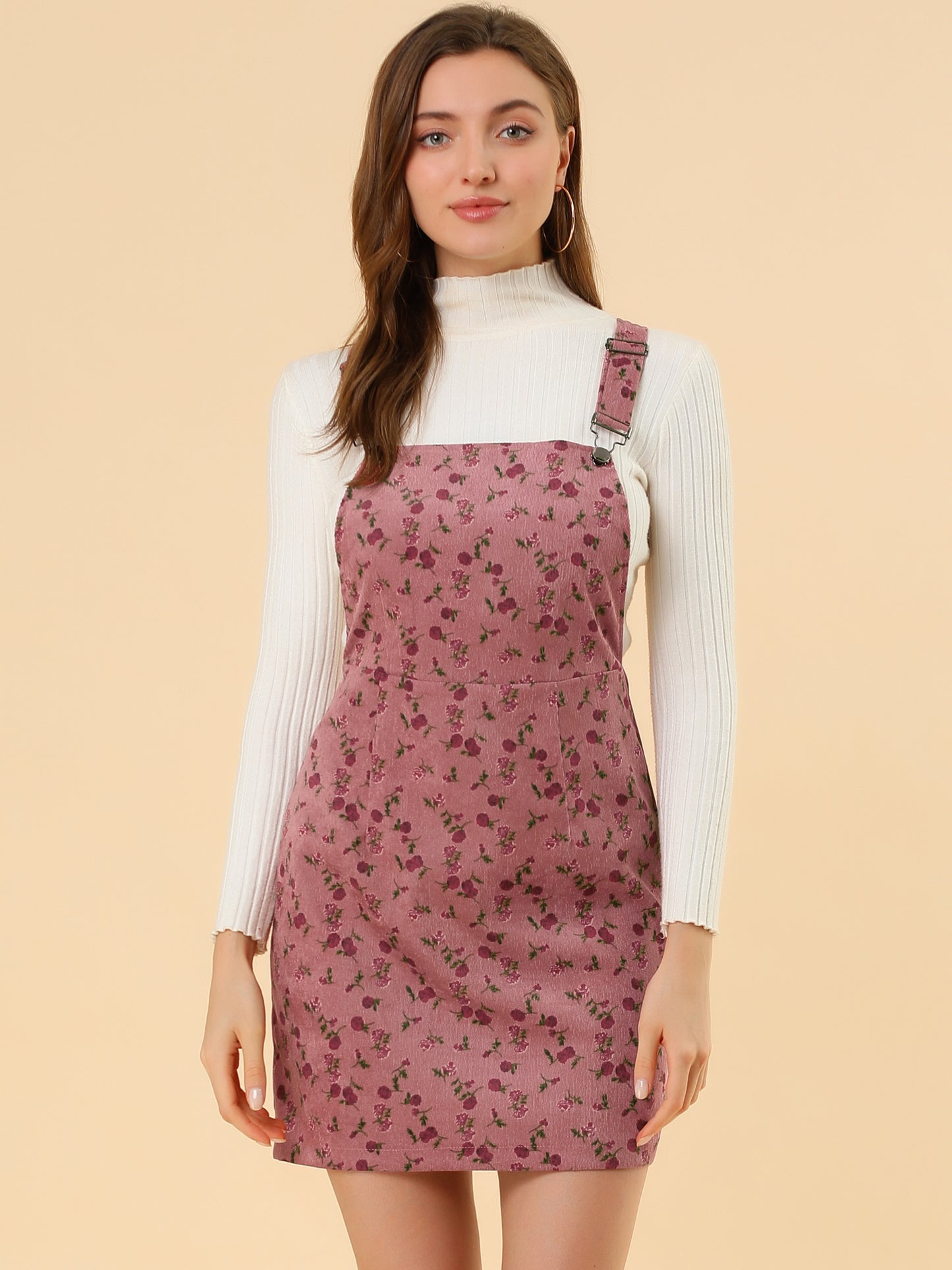 Falda con tirantes ajustables para mujer, estilo peto de pana