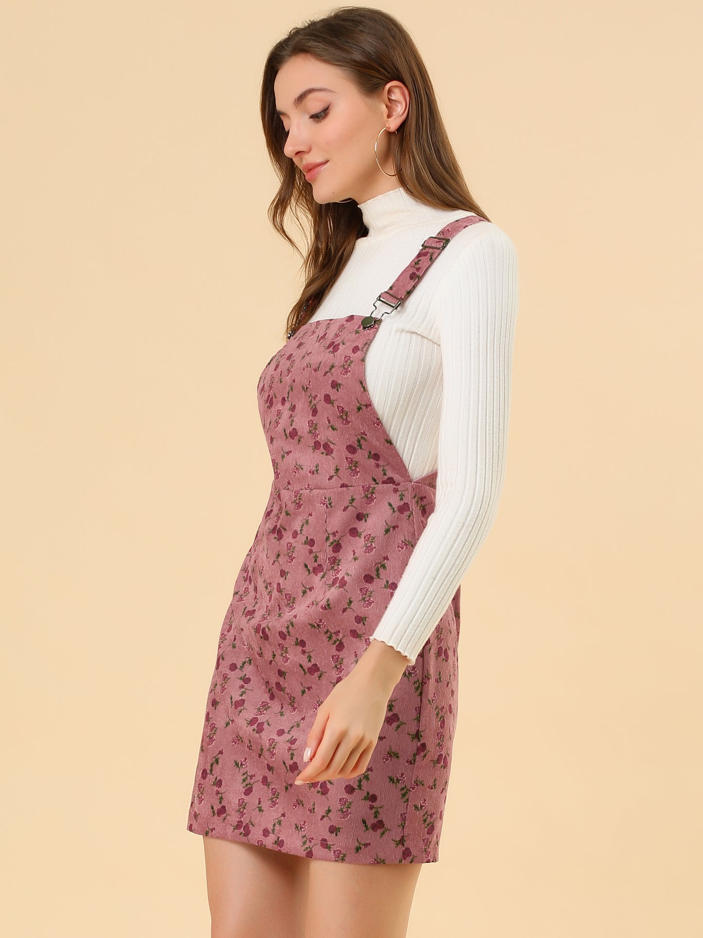 Falda con tirantes ajustables para mujer, estilo peto de pana