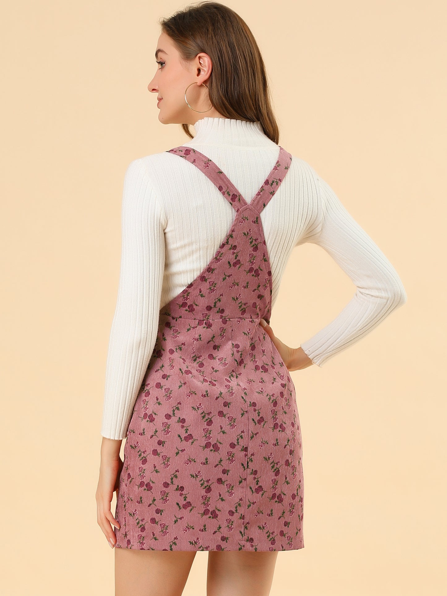 Falda con tirantes ajustables para mujer, estilo peto de pana