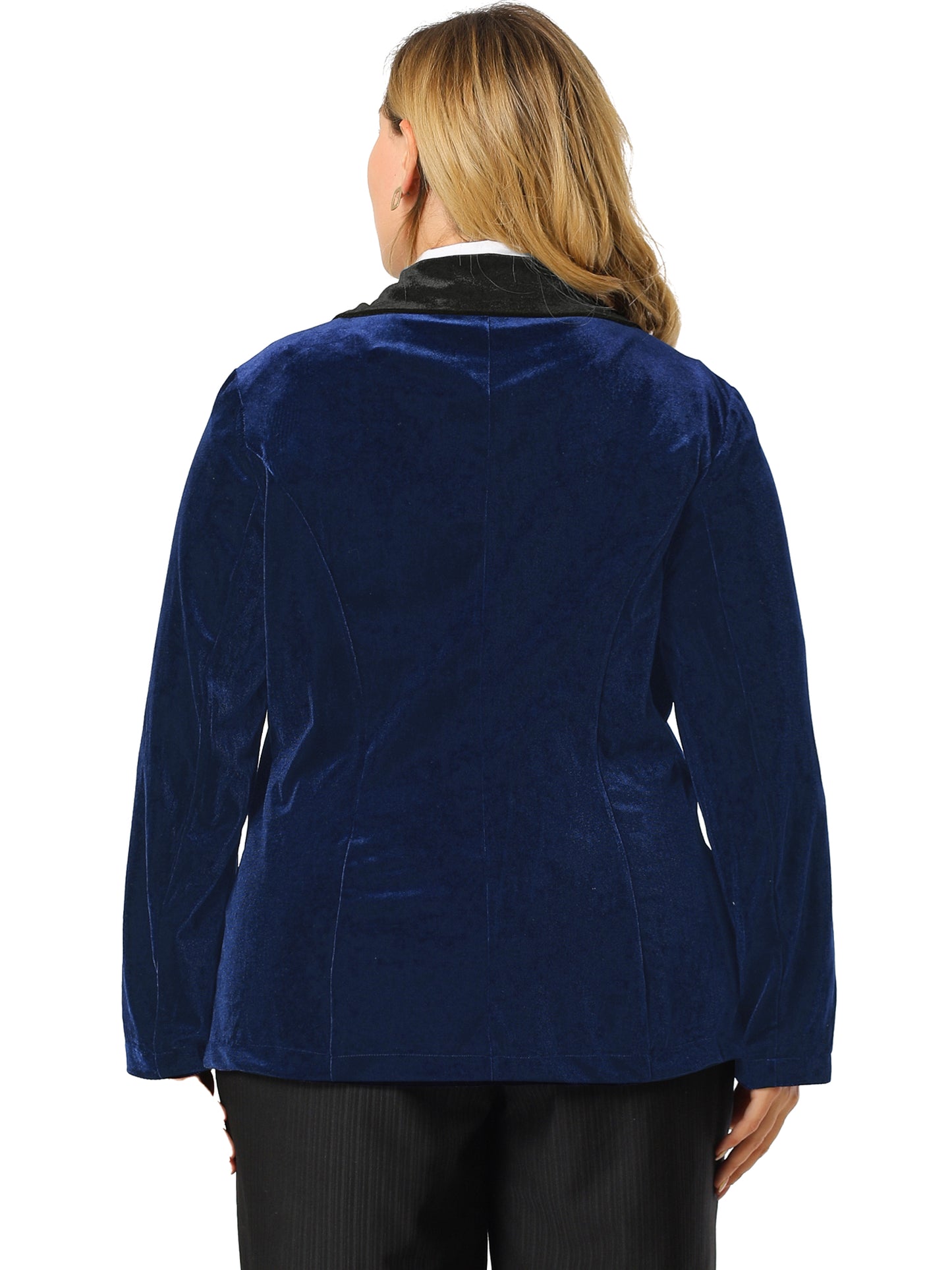Women Plus Size Velvet Blazers Jackets Casual Lapel Suit Office Work Blazer