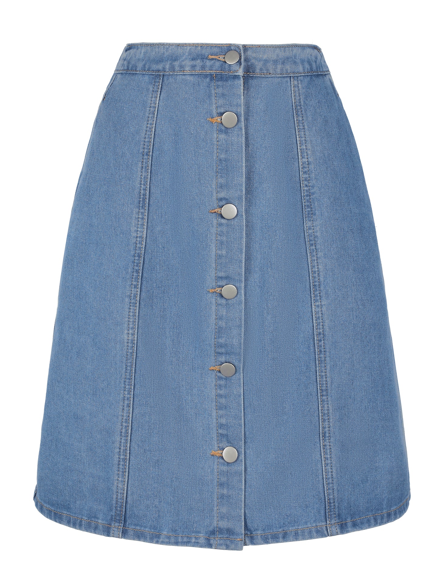 Women's Denim Skirts Summer Casual A-Line Short Button Down Jean Skirt (Available in Plus Size)