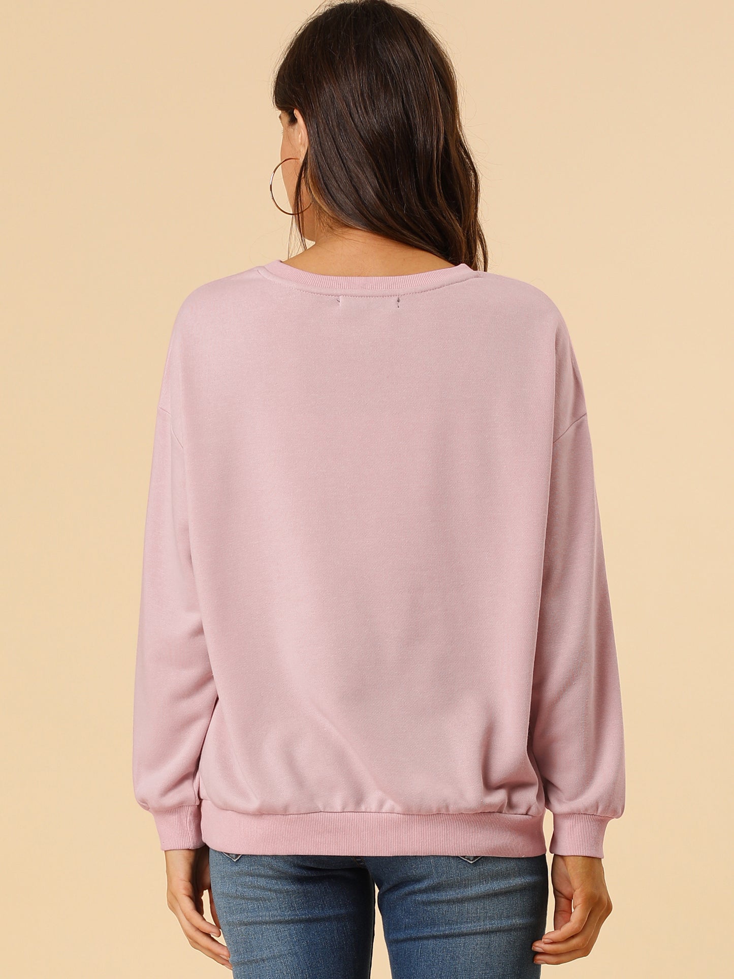 Women's Sequin Shiny Star Crew Neck Long Sleeve Sweatshirt Top