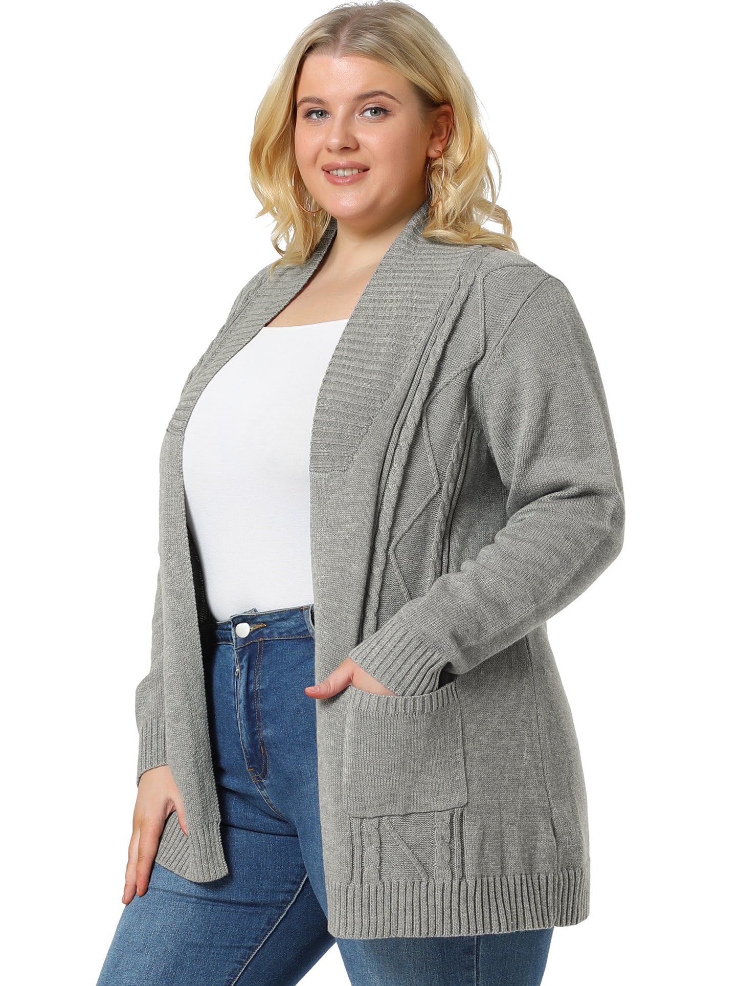 Women's Plus Size Classic Cardigan Sweaters Long Sleeve with Pockets Lightweight Cardigans